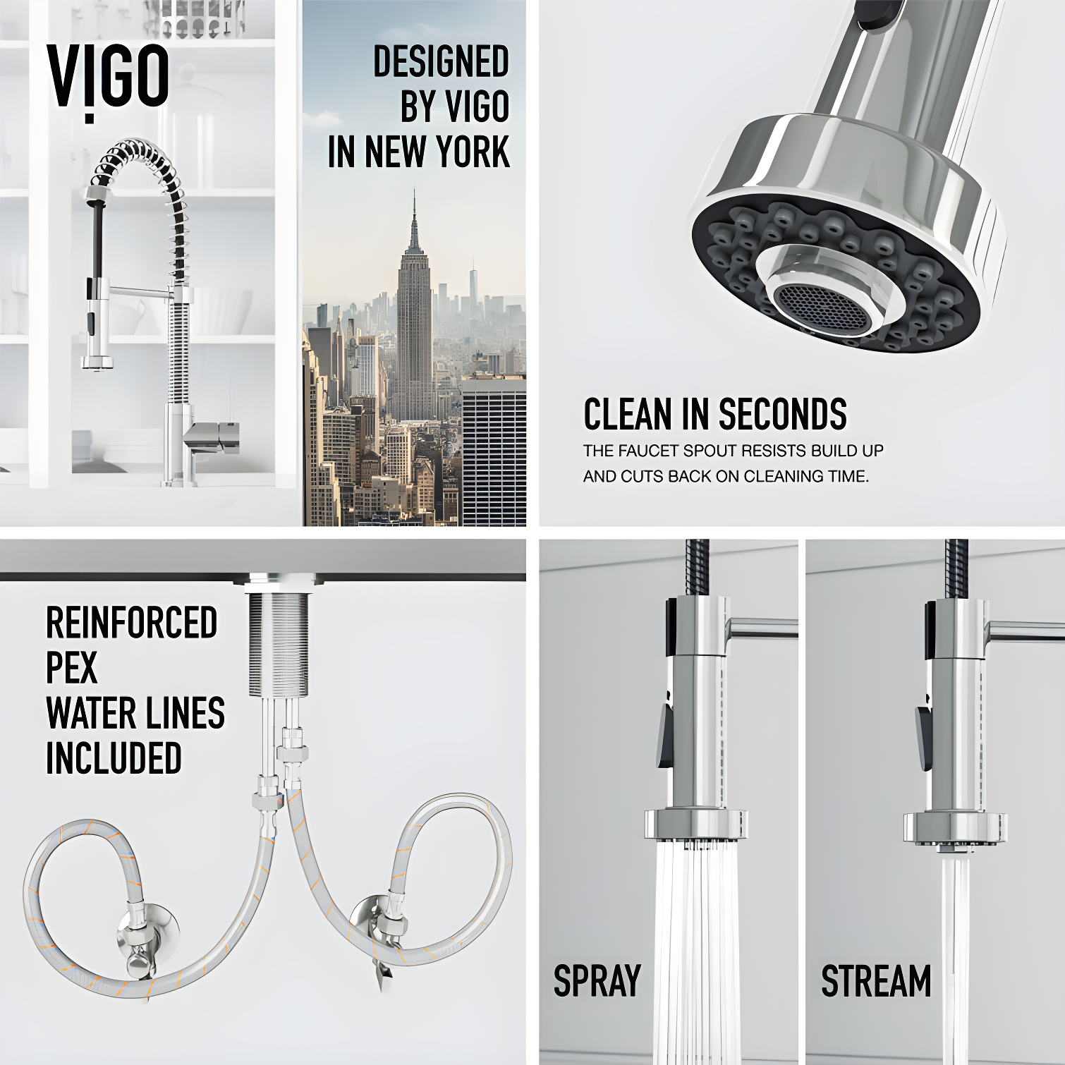 Edison 19" H 1-handle Pull-Down 2-Function Sprayer Kitchen Faucet