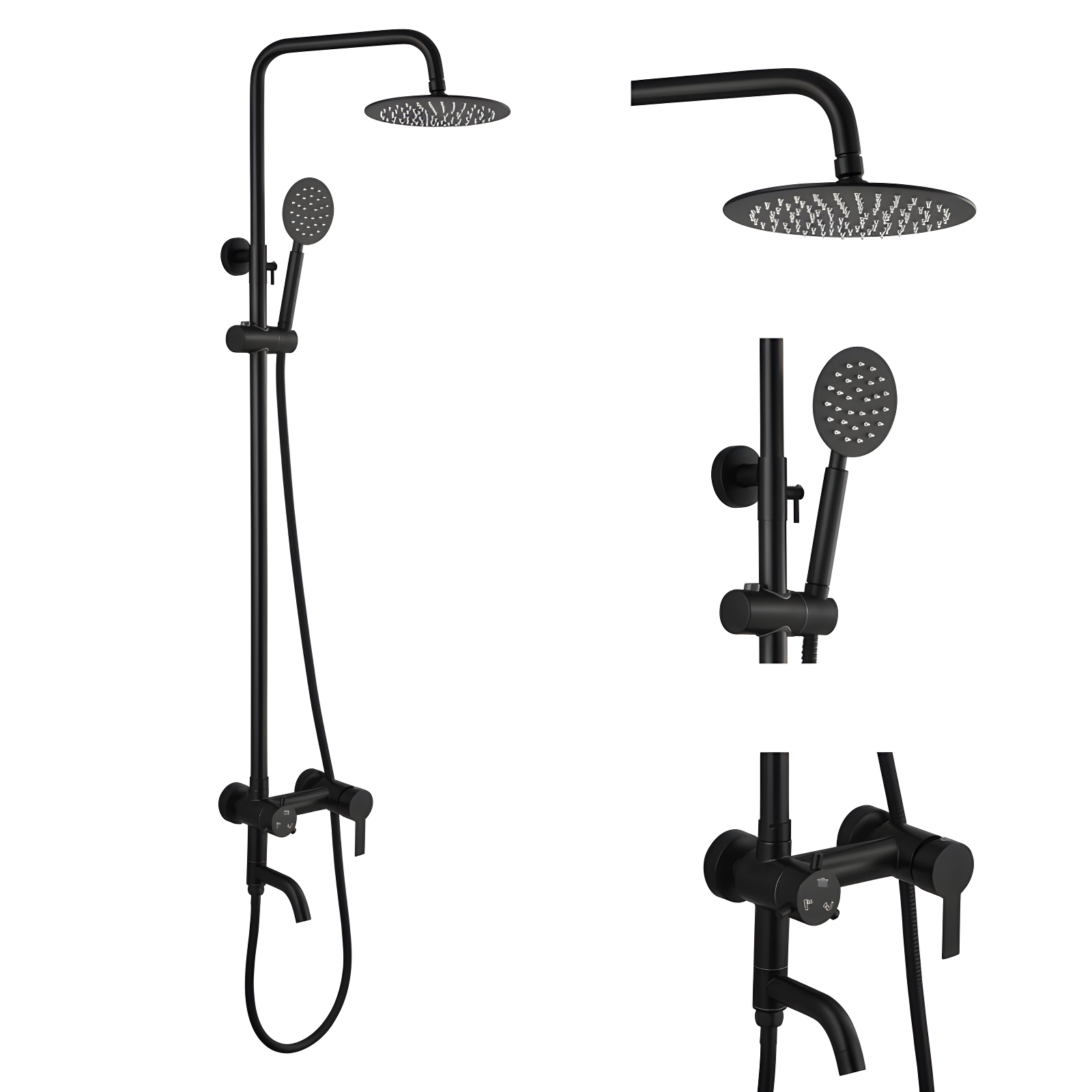 FUNDUXA Stainless Steel Wall Mounted Outdoor Shower with Detachable Shower Head