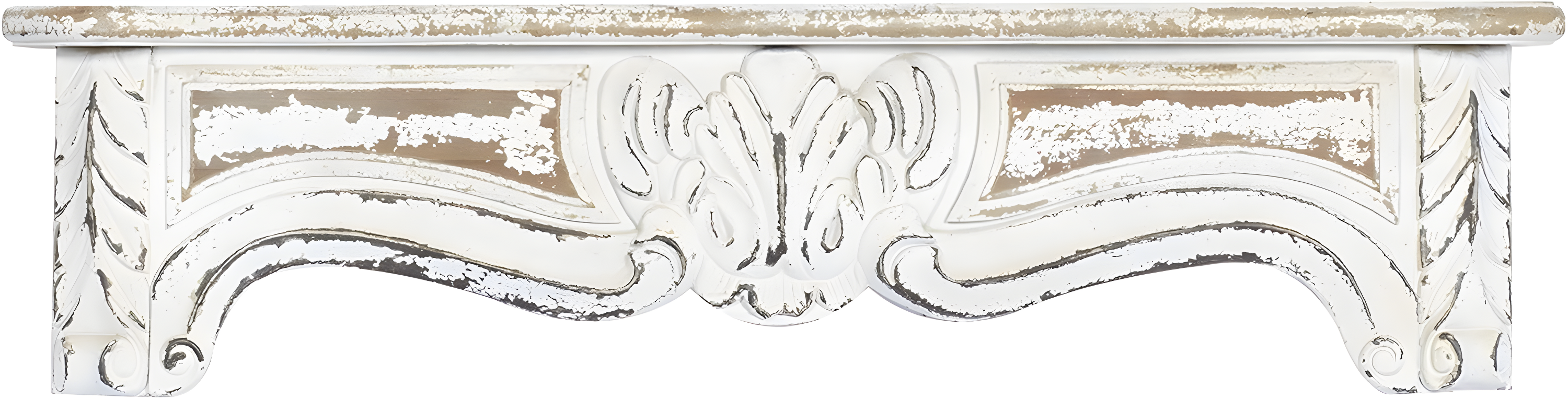 One Allium Way® Goodland White Wood 1 Shelf Scroll Wall Shelf 36" x 6" x 9"