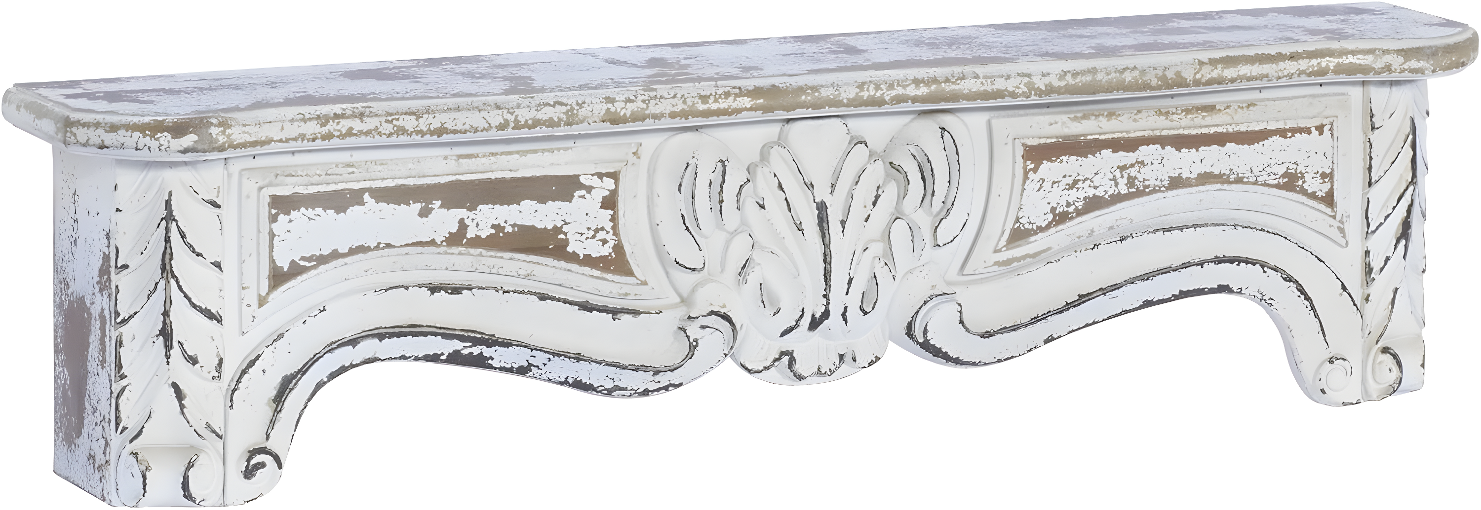One Allium Way® Goodland White Wood 1 Shelf Scroll Wall Shelf 36" x 6" x 9"