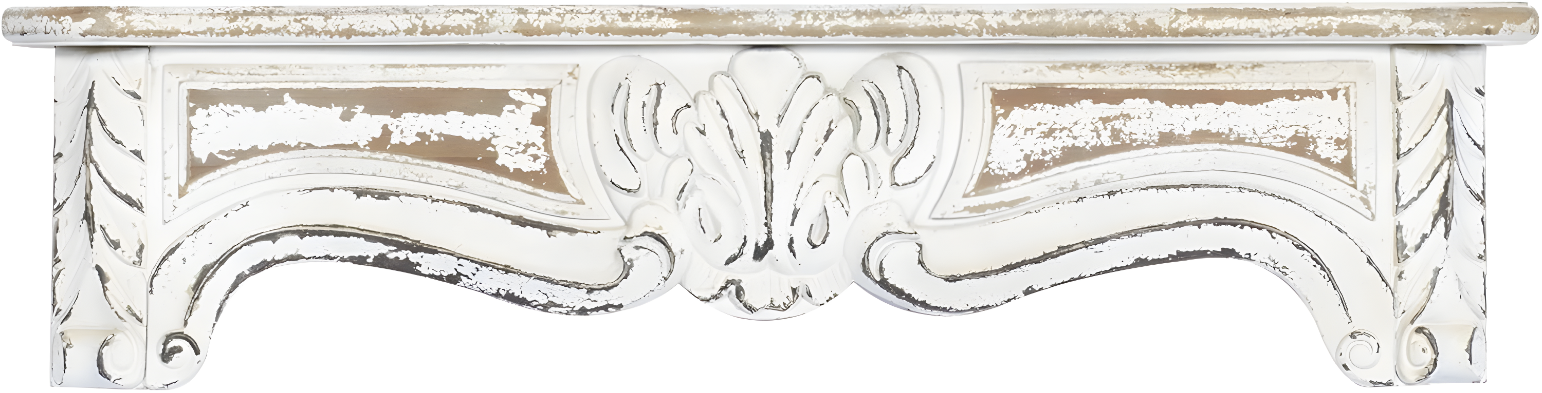 One Allium Way® Goodland White Wood 1 Shelf Scroll Wall Shelf 36" x 6" x 9"