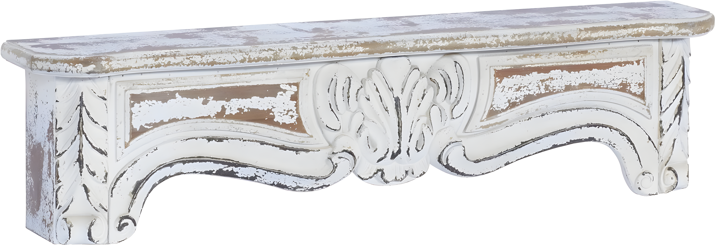 One Allium Way® Goodland White Wood 1 Shelf Scroll Wall Shelf 36" x 6" x 9"