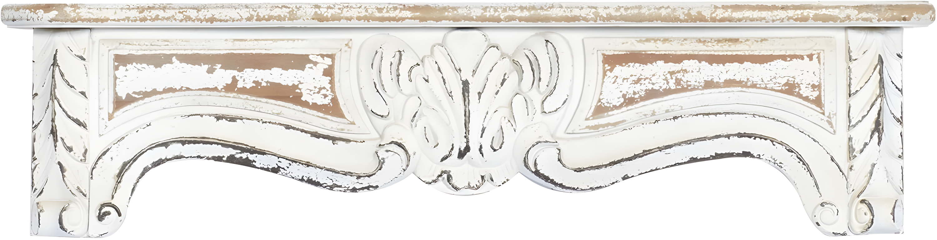 One Allium Way® Goodland White Wood 1 Shelf Scroll Wall Shelf 36" x 6" x 9"