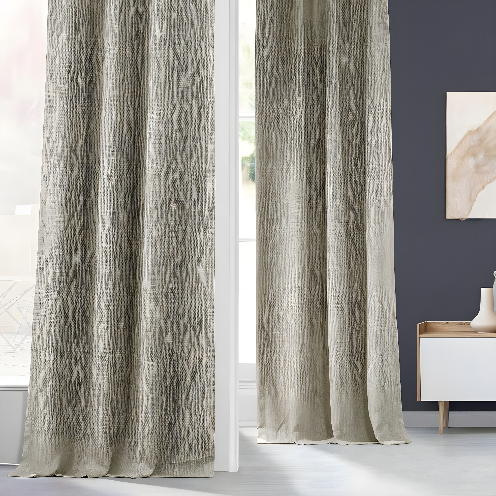 HPD Half Price Drapes Oatmeal Faux Linen Room Darkening Curtains for Bedroom & Living Room Curtains (1 Panel), Door & Window Curtains 108 inches long, Rod Pocket curtains & drapes, 50W X 108L