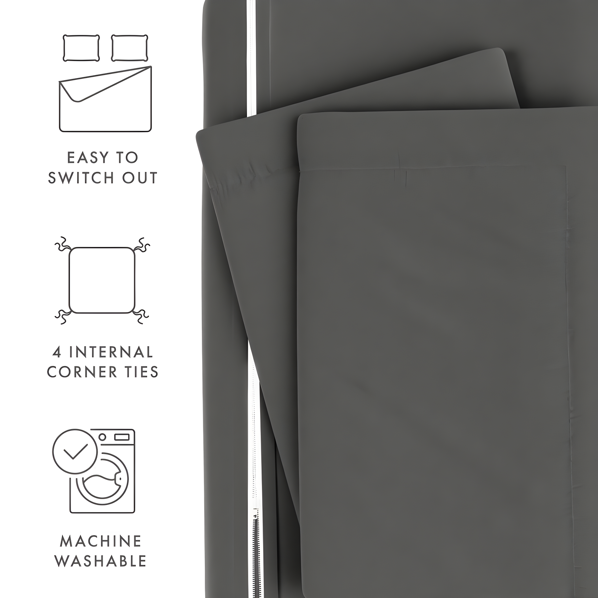 Gray Twin/Twin XL Ultra Soft Microfiber Duvet Cover Set