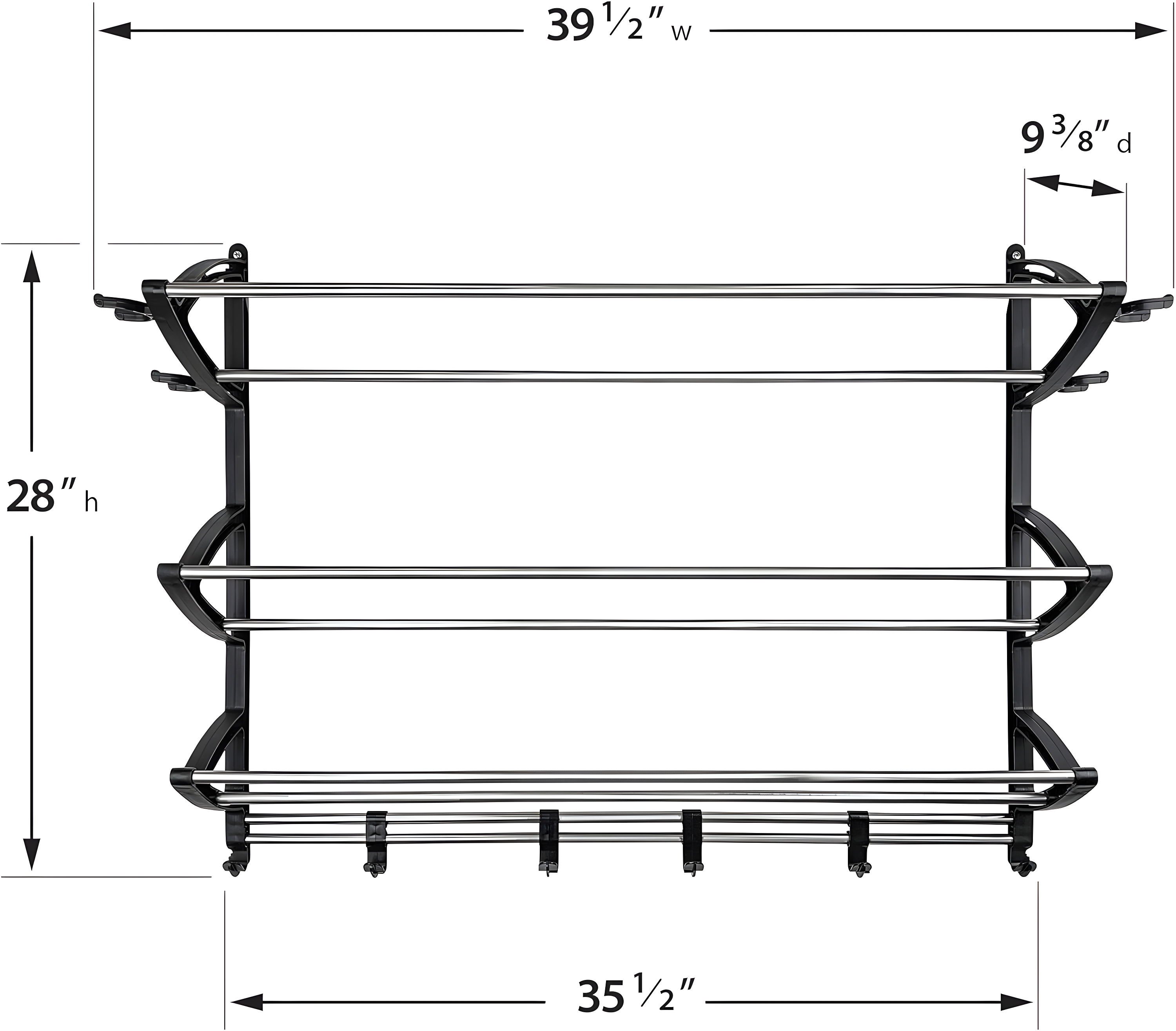 LYNK PROFESSIONAL 149100DS Lynk Garage Sports Equipment Organizer - Wall Mount Ball Rack - Sports Equipment Storage - Ball Storage for Garage - Garage Toy Storage - Easy to Install Sports Storage Organizer for Garage - Black