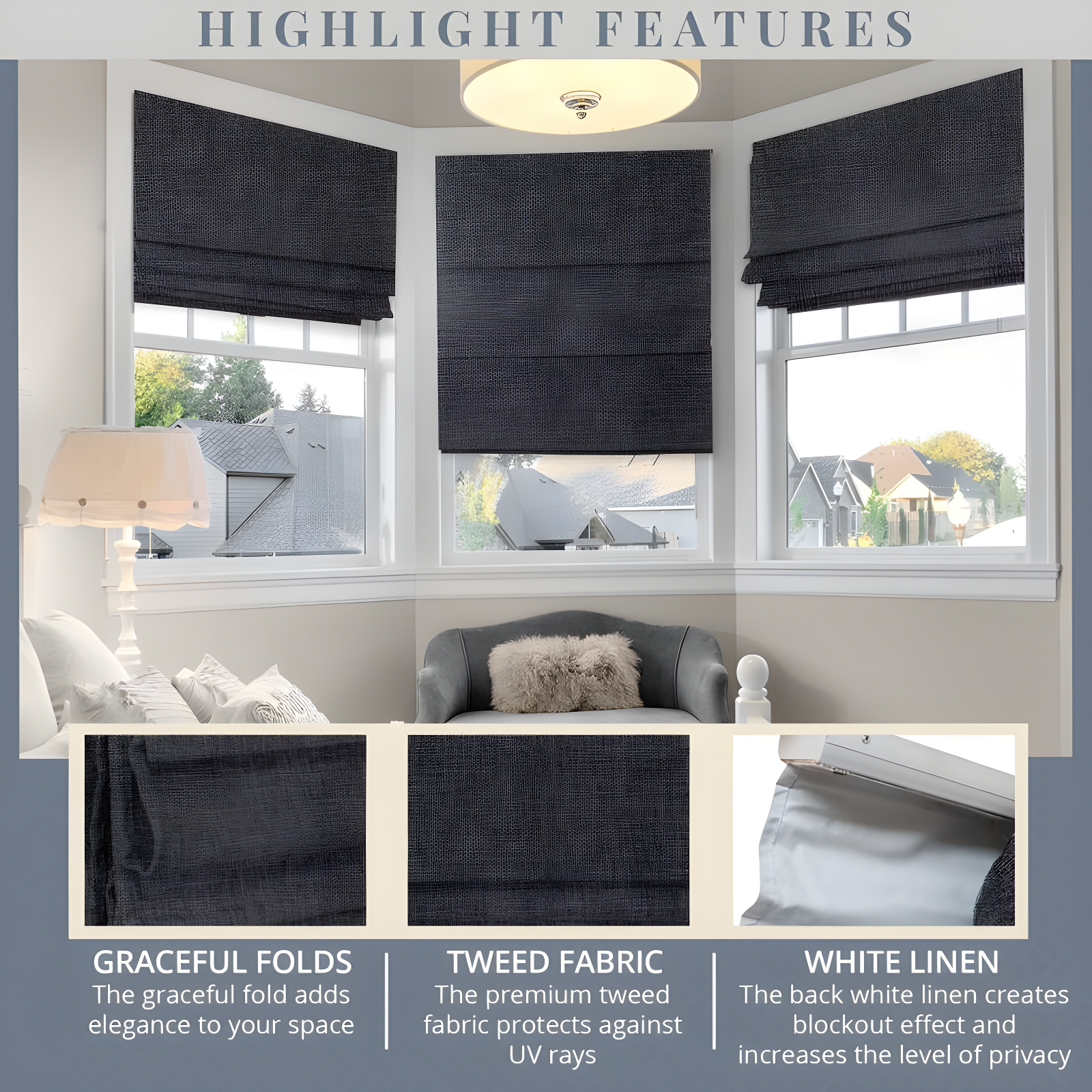 23"x72" Chicology Blackout Roman Curtain Shade Lexington Pebble