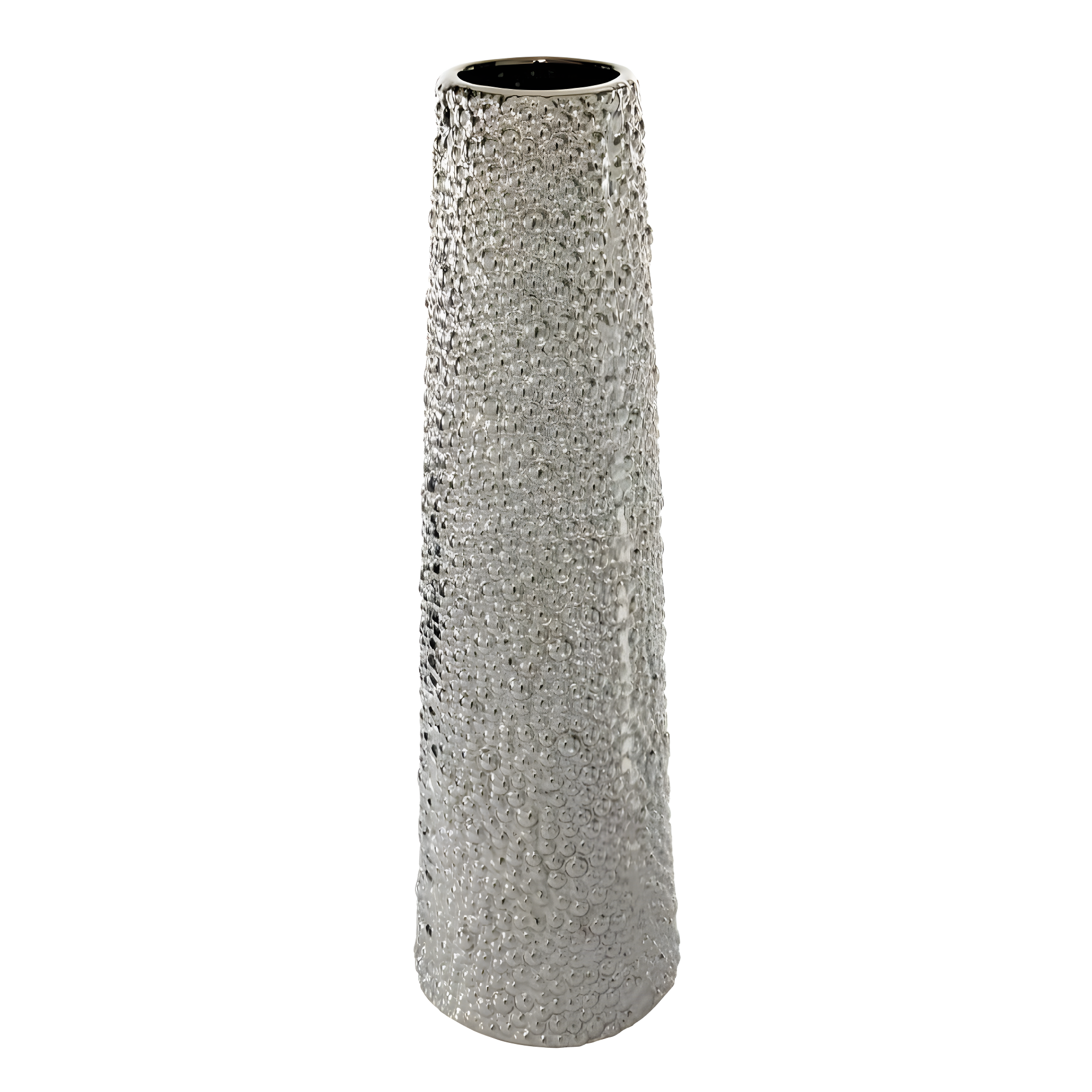 DecMode 25" Silver Ceramic Vase with Bubble Texture
