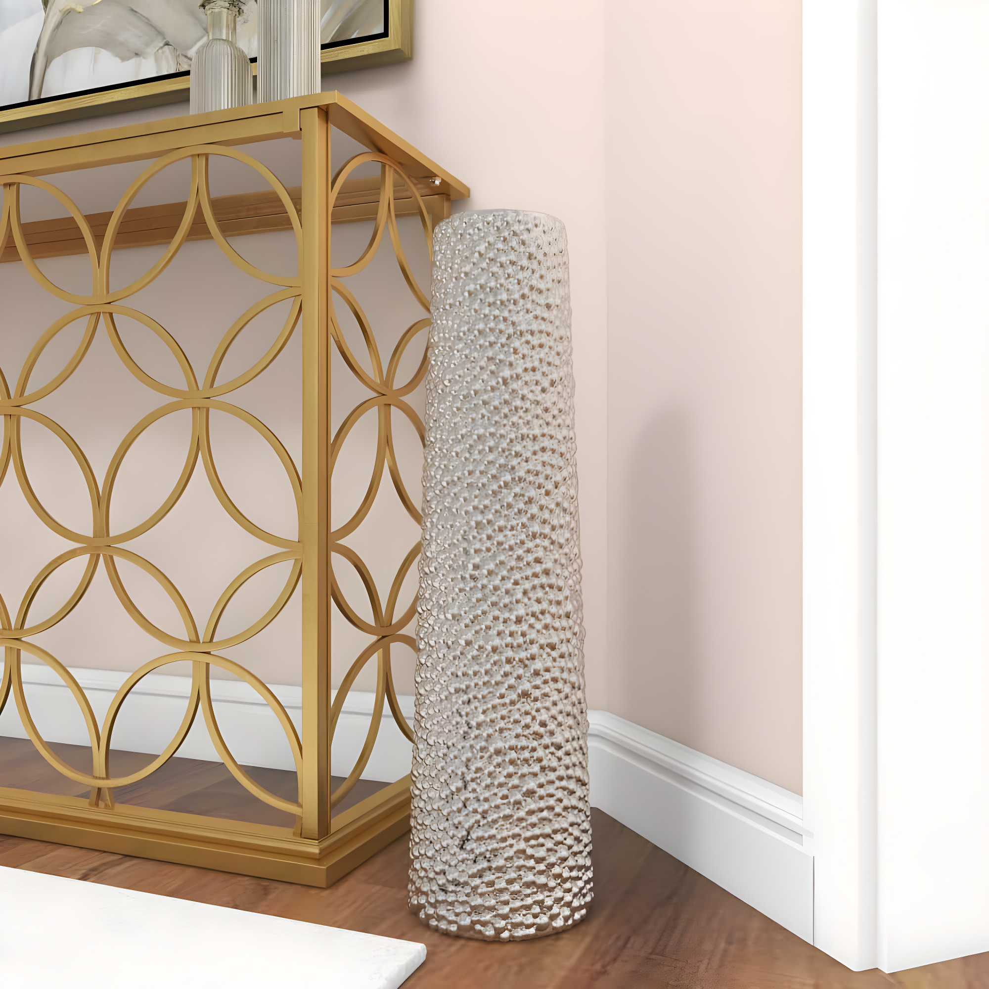DecMode 25" Silver Ceramic Vase with Bubble Texture