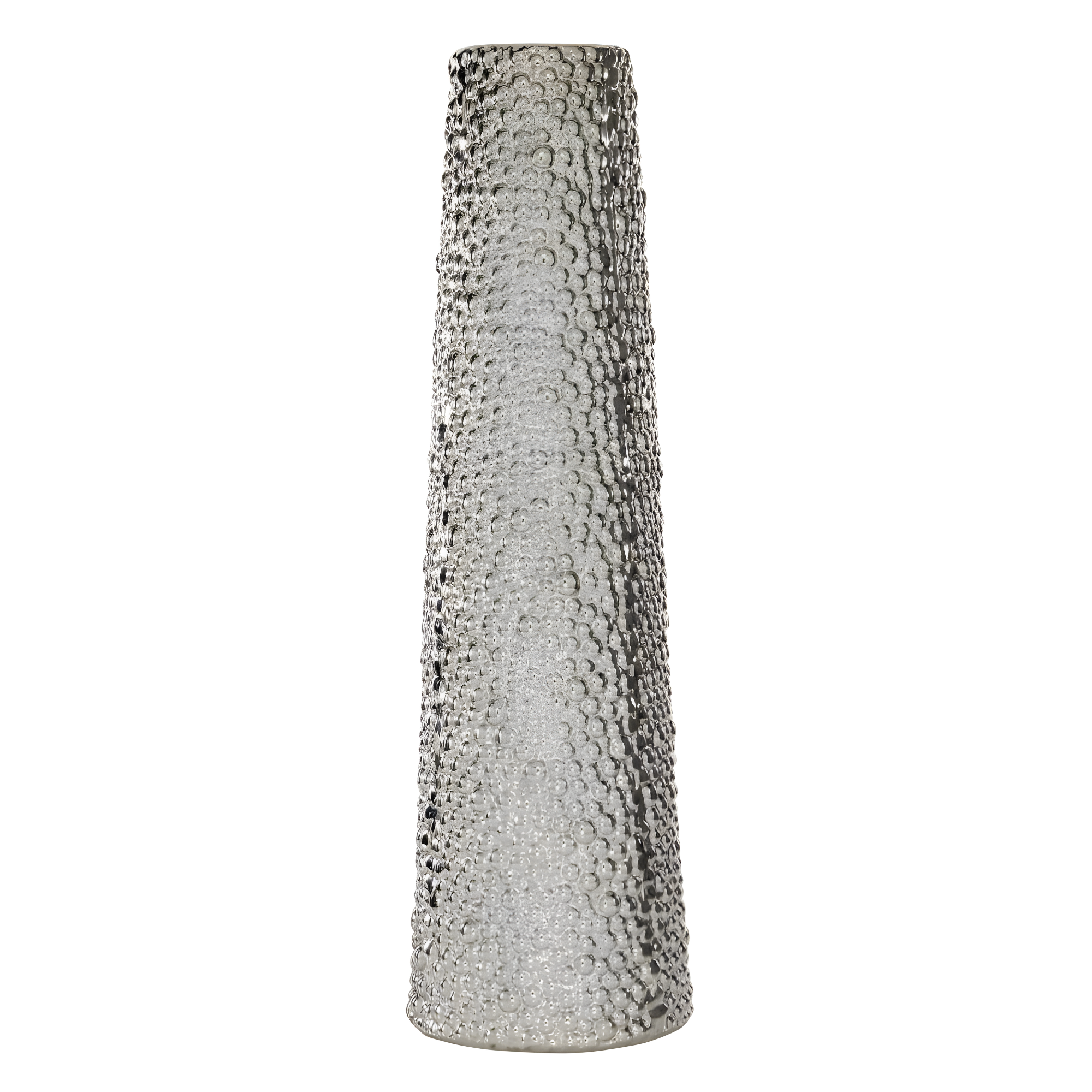 DecMode 25" Silver Ceramic Vase with Bubble Texture