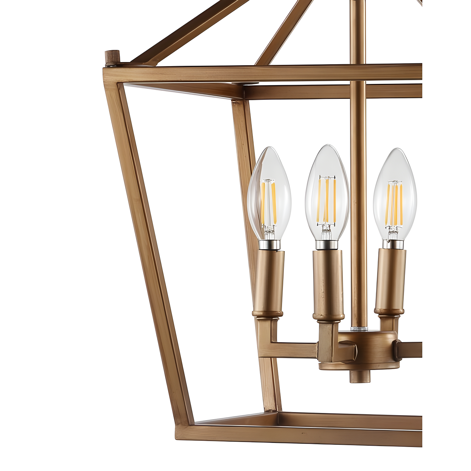 Pagoda 12" 4-Bulb Lantern Metal LED Pendant, Antique Gold