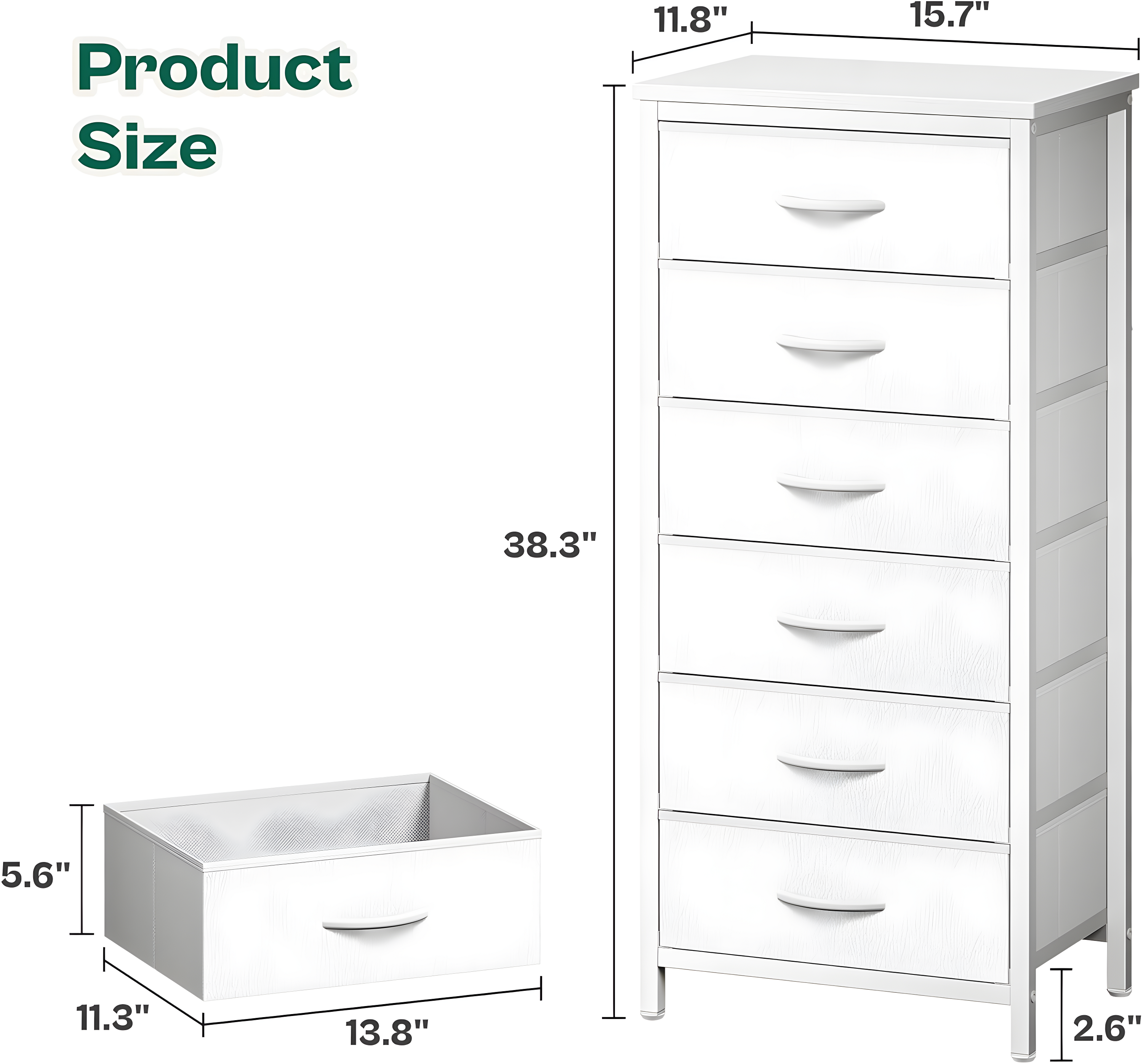 6 Drawer Dresser for Bedroom, Tall Dresser & Chests of Drawers, Fabric Dresser for Closet