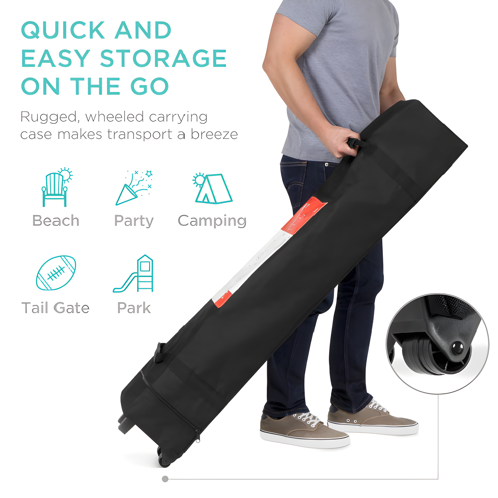 Best Choice Products Easy Setup Pop Up Canopy W/ 1-Button Setup, Wheeled Case, 4 Weight Bags