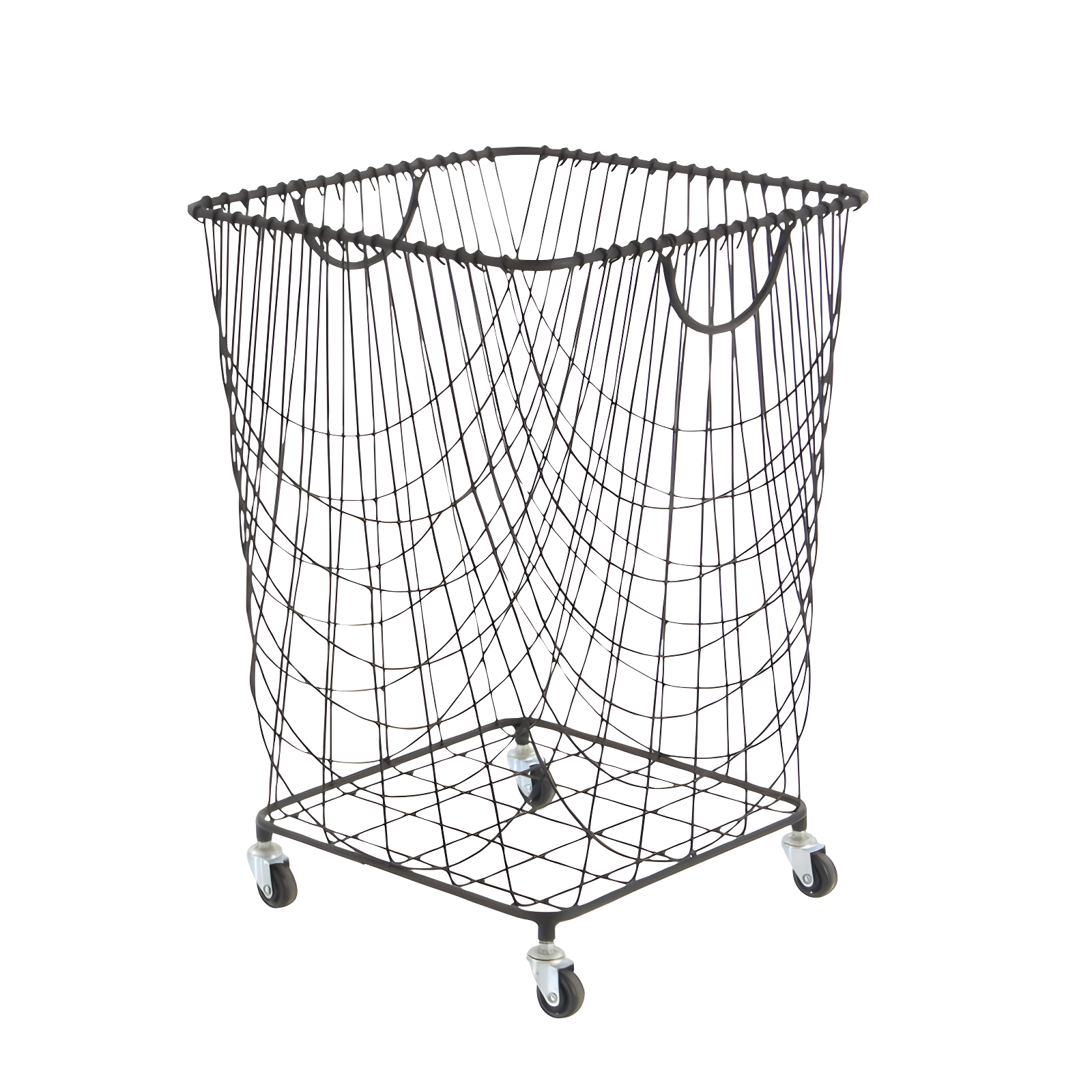 Metal Deep Set Metal Mesh Laundry Basket Storage Cart with Wheels and Handles