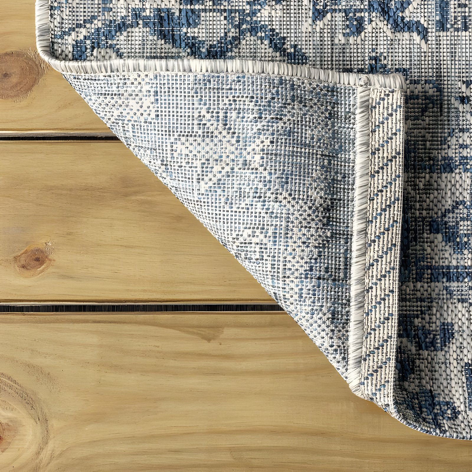 4'x6' Estrella Bohemian Medallion Textured Weave Indoor/Outdoor Area Rug, Navy/Gray - JONATHAN Y