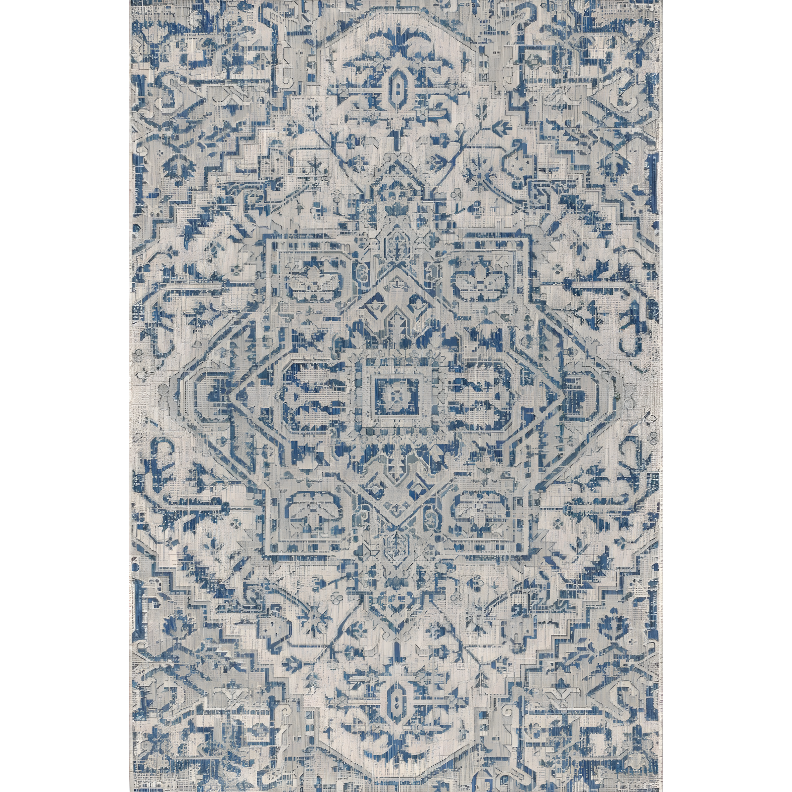 4'x6' Estrella Bohemian Medallion Textured Weave Indoor/Outdoor Area Rug, Navy/Gray - JONATHAN Y