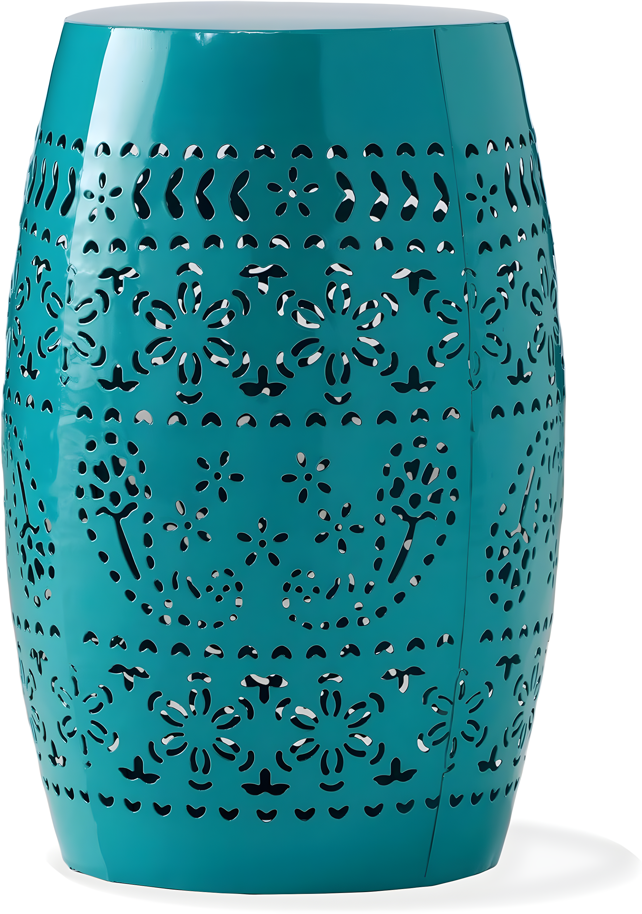 Teal 12" Iron Lace-Cut Outdoor Side Table