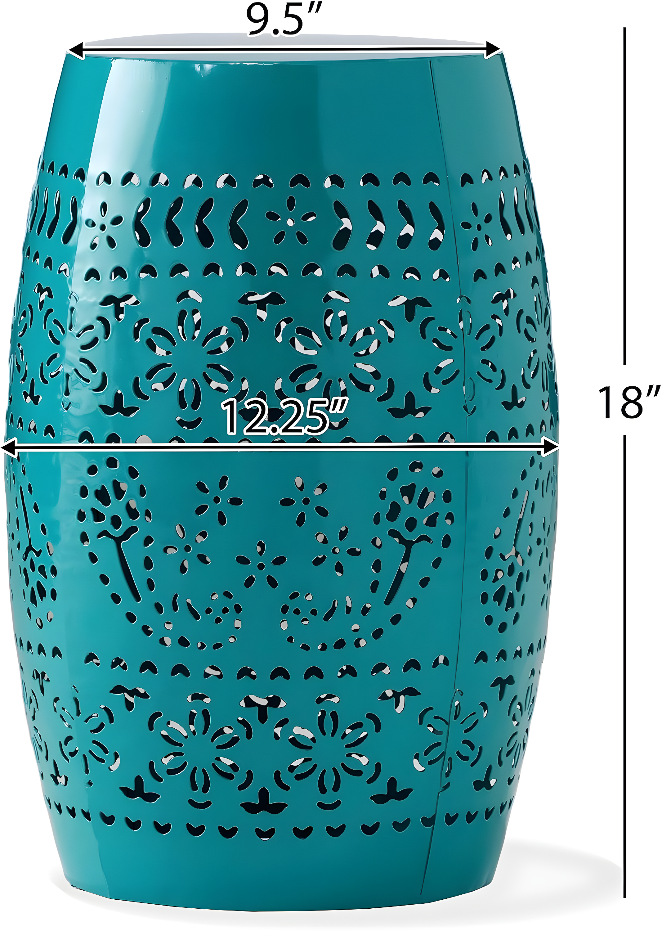 Teal 12" Iron Lace-Cut Outdoor Side Table