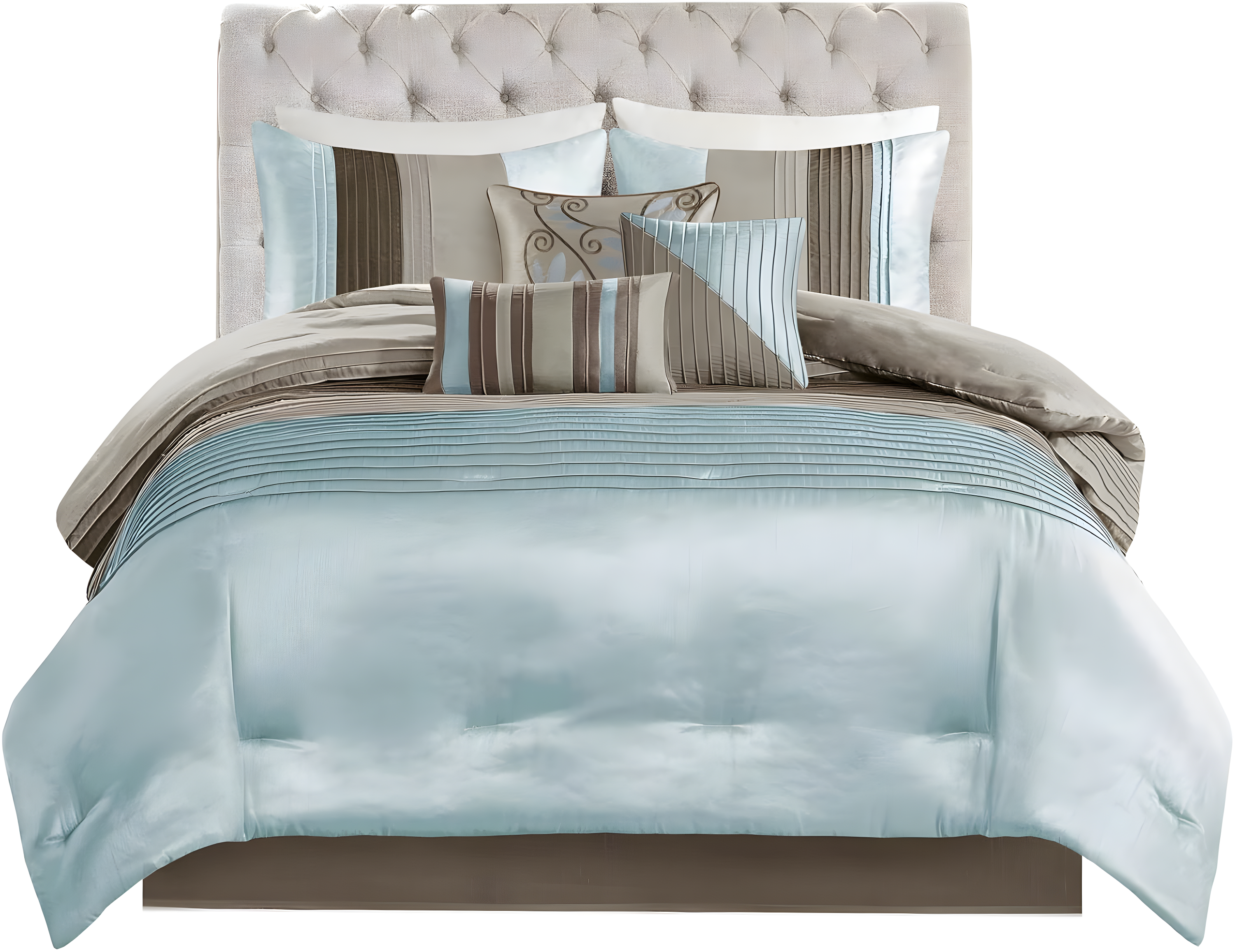 Madison Park Amherst 7 Piece Striped and Pleated Comforter Set