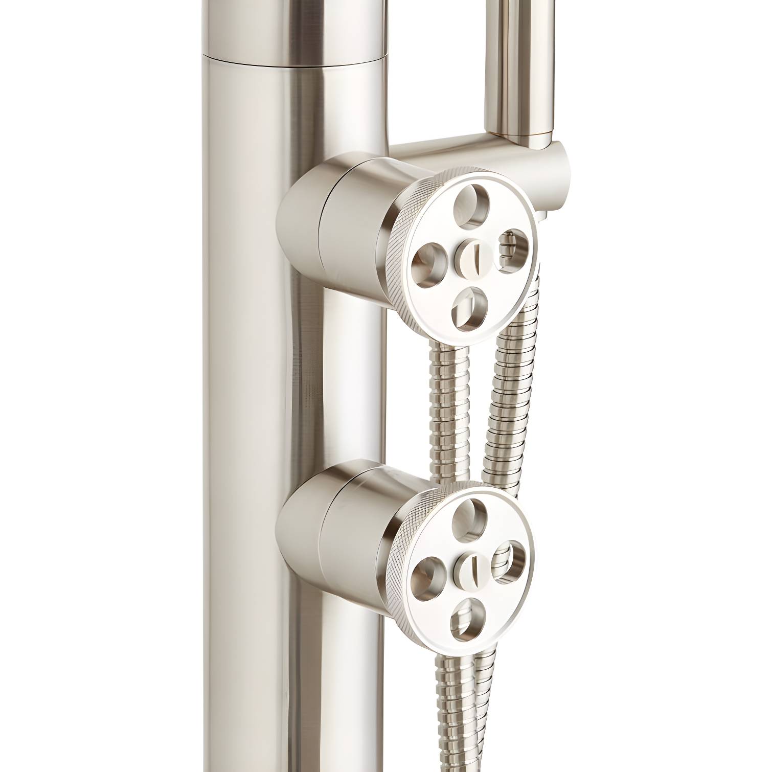 Kirwin Outdoor Retrofit Shower with Shower Head, Hand Shower, and Hose