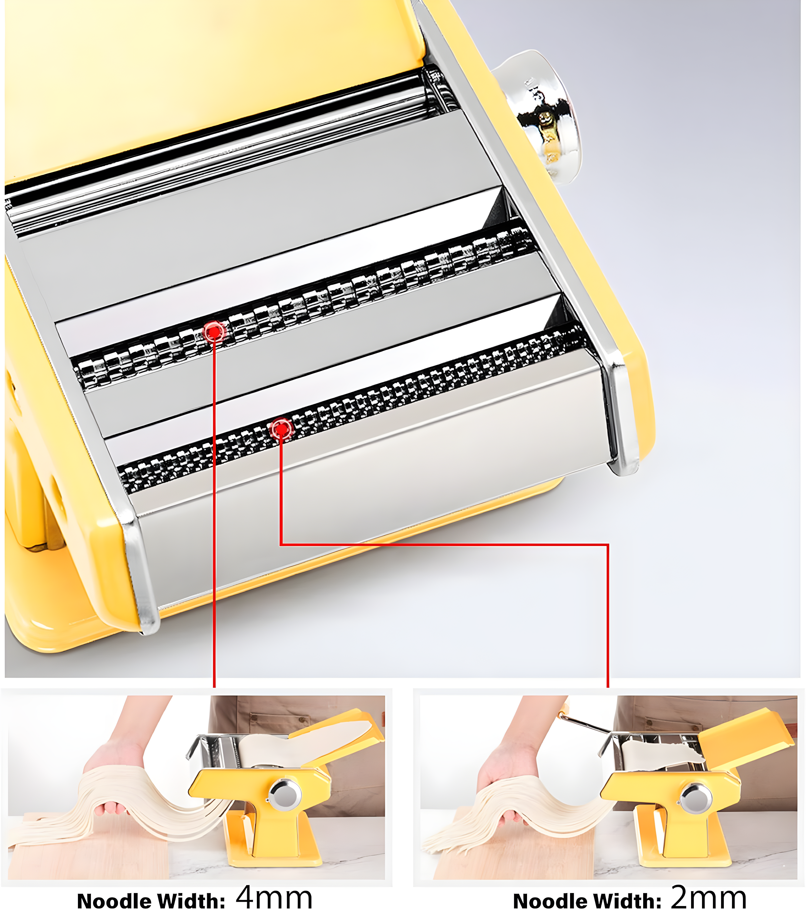elabo Pasta Machine - Stainless Steel Roller Pasta Maker - 7 Adjustable Thickness Settings Noodles Maker with Hand Crank, Perfect for Spaghetti, Fettuccini, Lasagna or Dumpling Skins