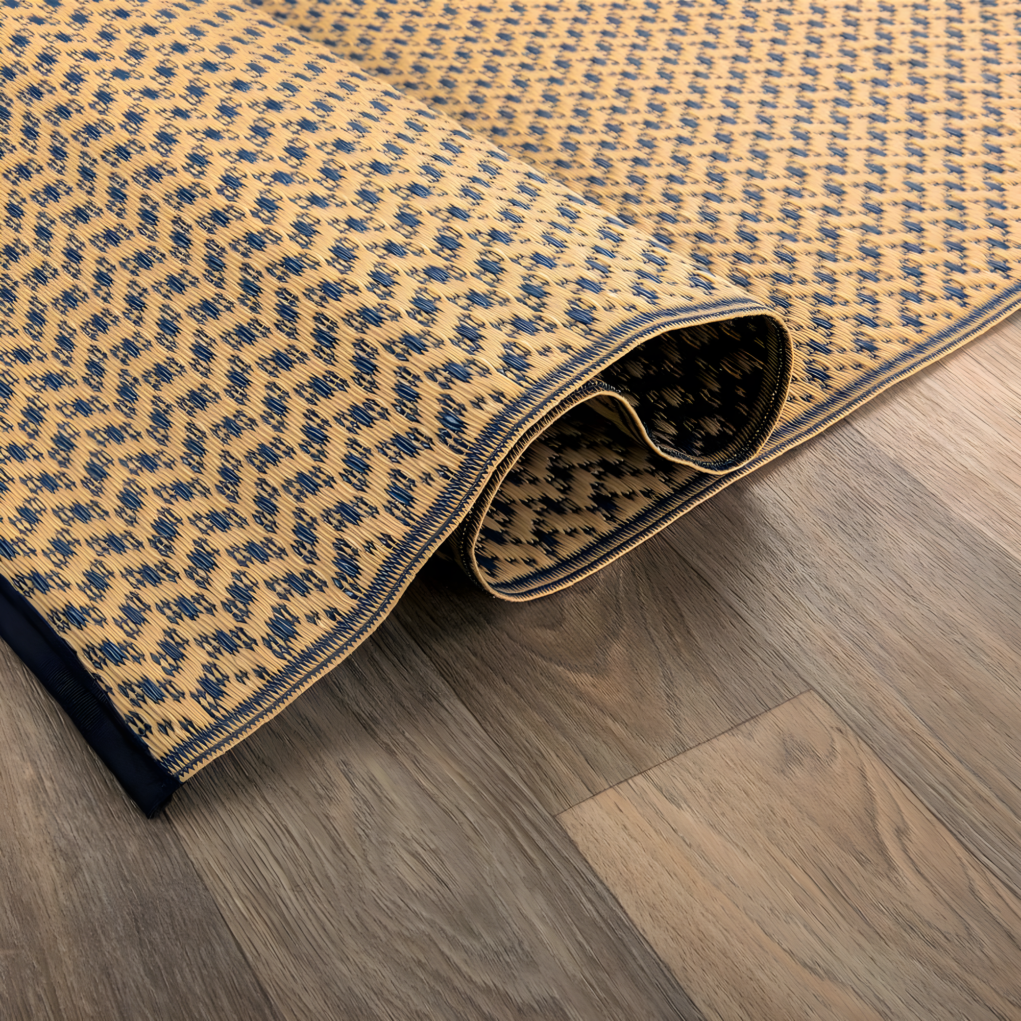 World Rug Gallery Contemporay Solid Reversible Plastic Indoor and Outdoor Rugs - NAVY 3'x5'