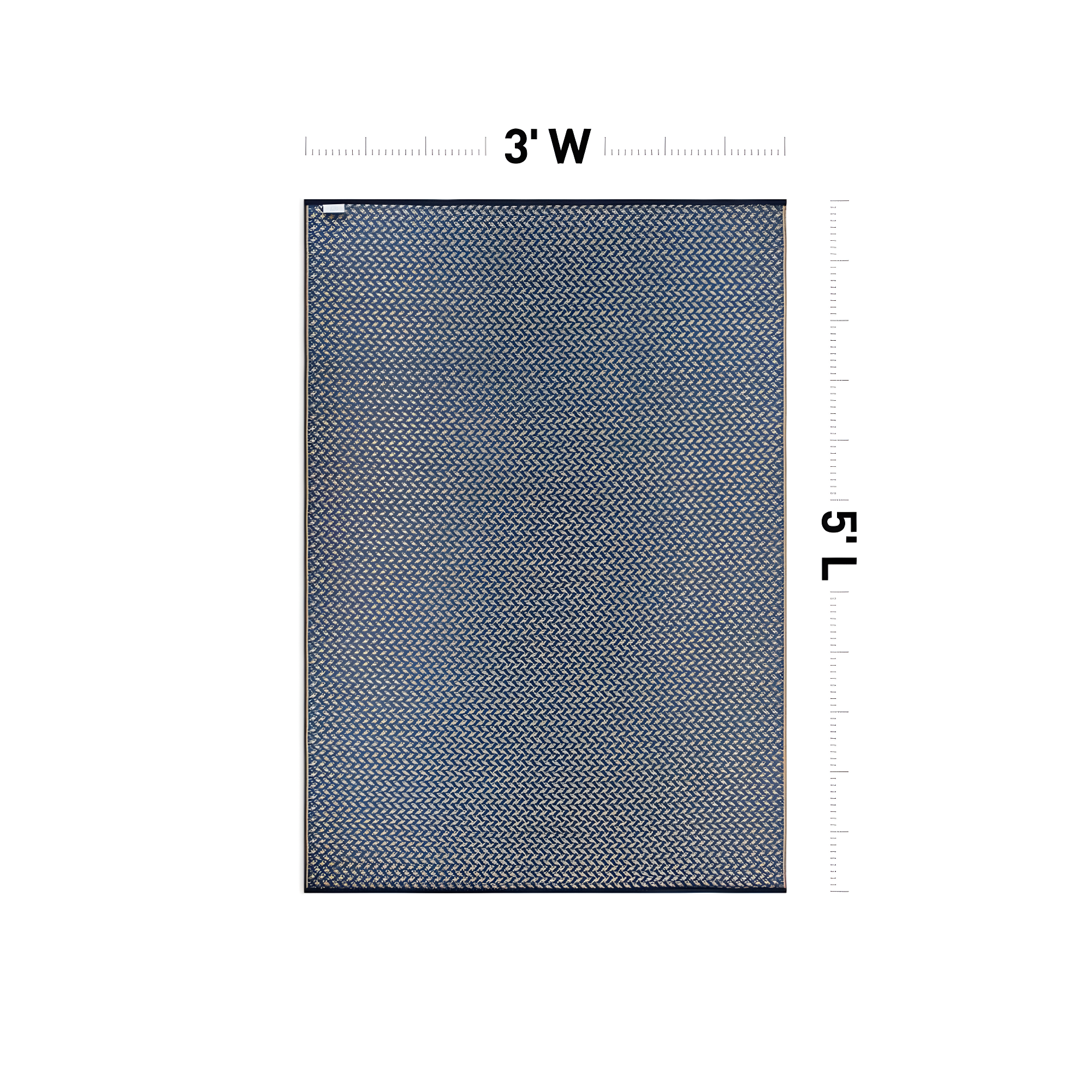 World Rug Gallery Contemporay Solid Reversible Plastic Indoor and Outdoor Rugs - NAVY 3'x5'