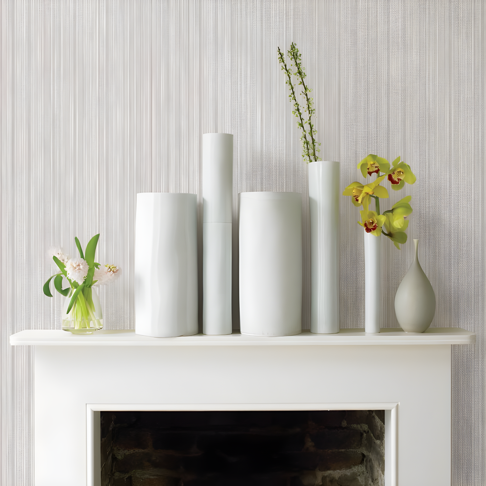 Tempaper & Co.® Faux Grasscloth Removable Peel and Stick Wallpaper, Textured Sterling Silver, 28 sq ft: Vinyl, Self-Adhesive