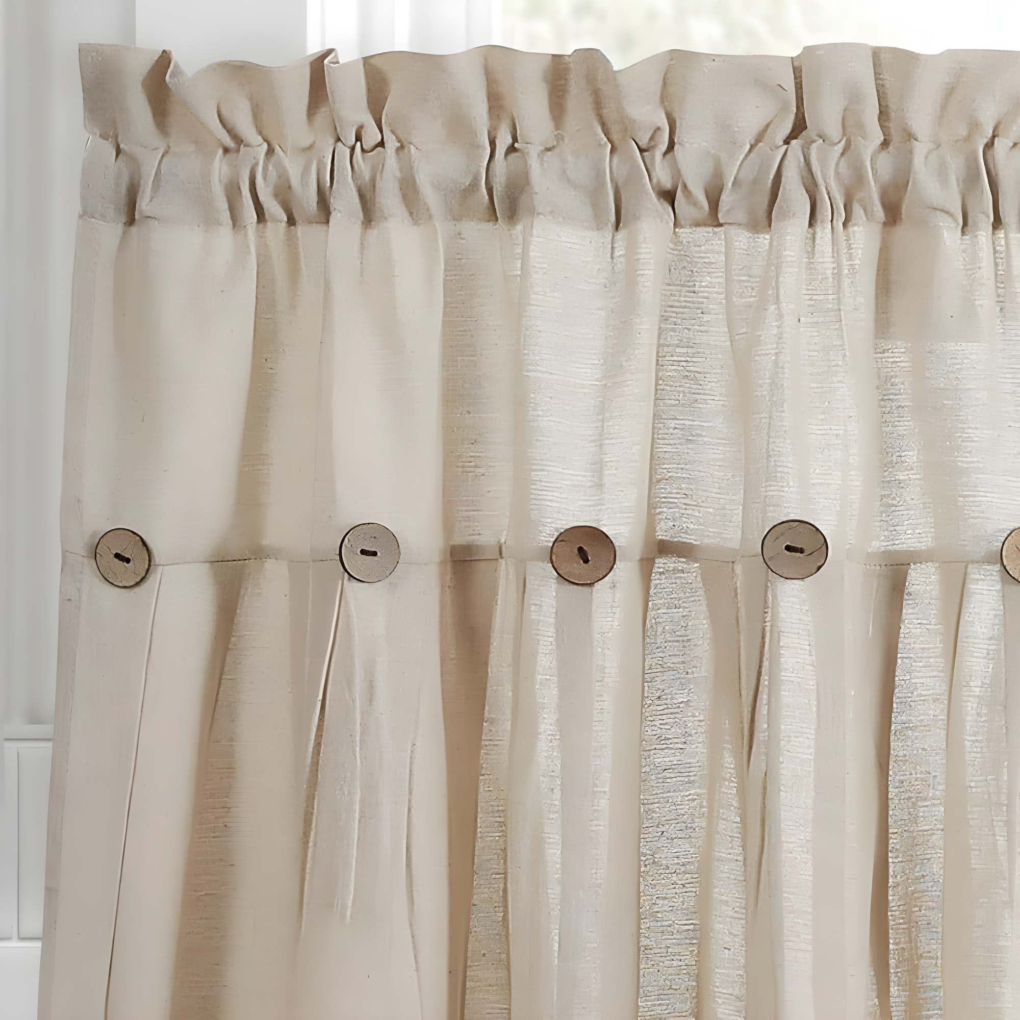 Lush Decor Linen Button Cotton Blend Tailored 29'' W Cafe Curtain (Set of 2)
