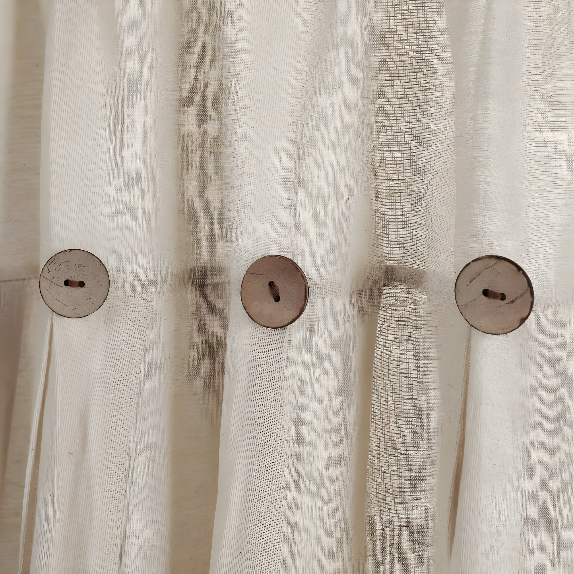 Lush Decor Linen Button Cotton Blend Tailored 29'' W Cafe Curtain (Set of 2)