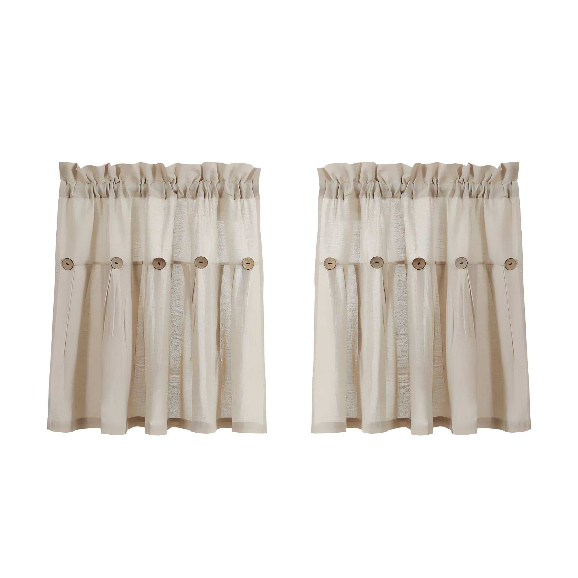 Lush Decor Linen Button Cotton Blend Tailored 29'' W Cafe Curtain (Set of 2)