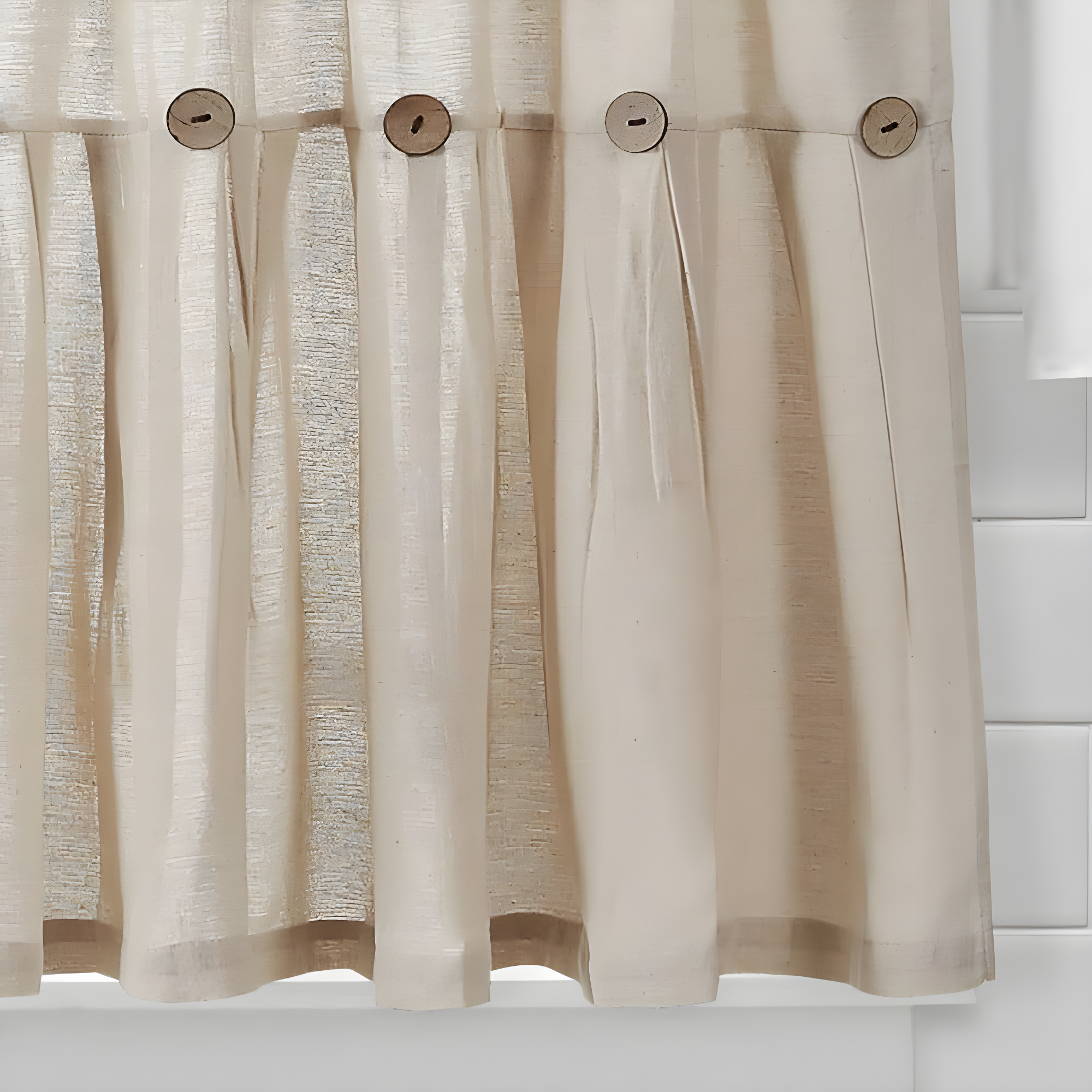 Lush Decor Linen Button Cotton Blend Tailored 29'' W Cafe Curtain (Set of 2)