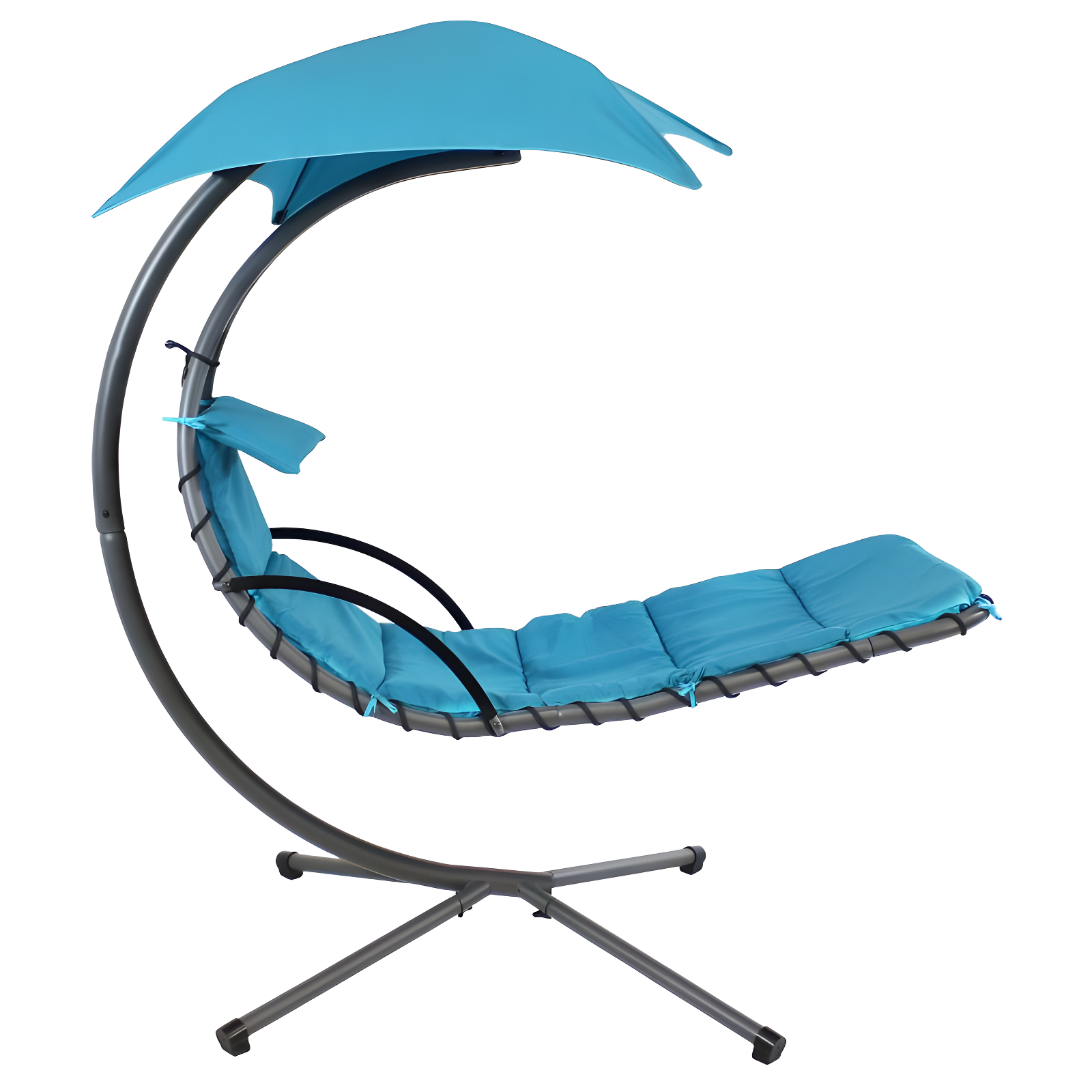 Steel Outdoor Floating Chaise Lounge Chair with Canopy with Stand