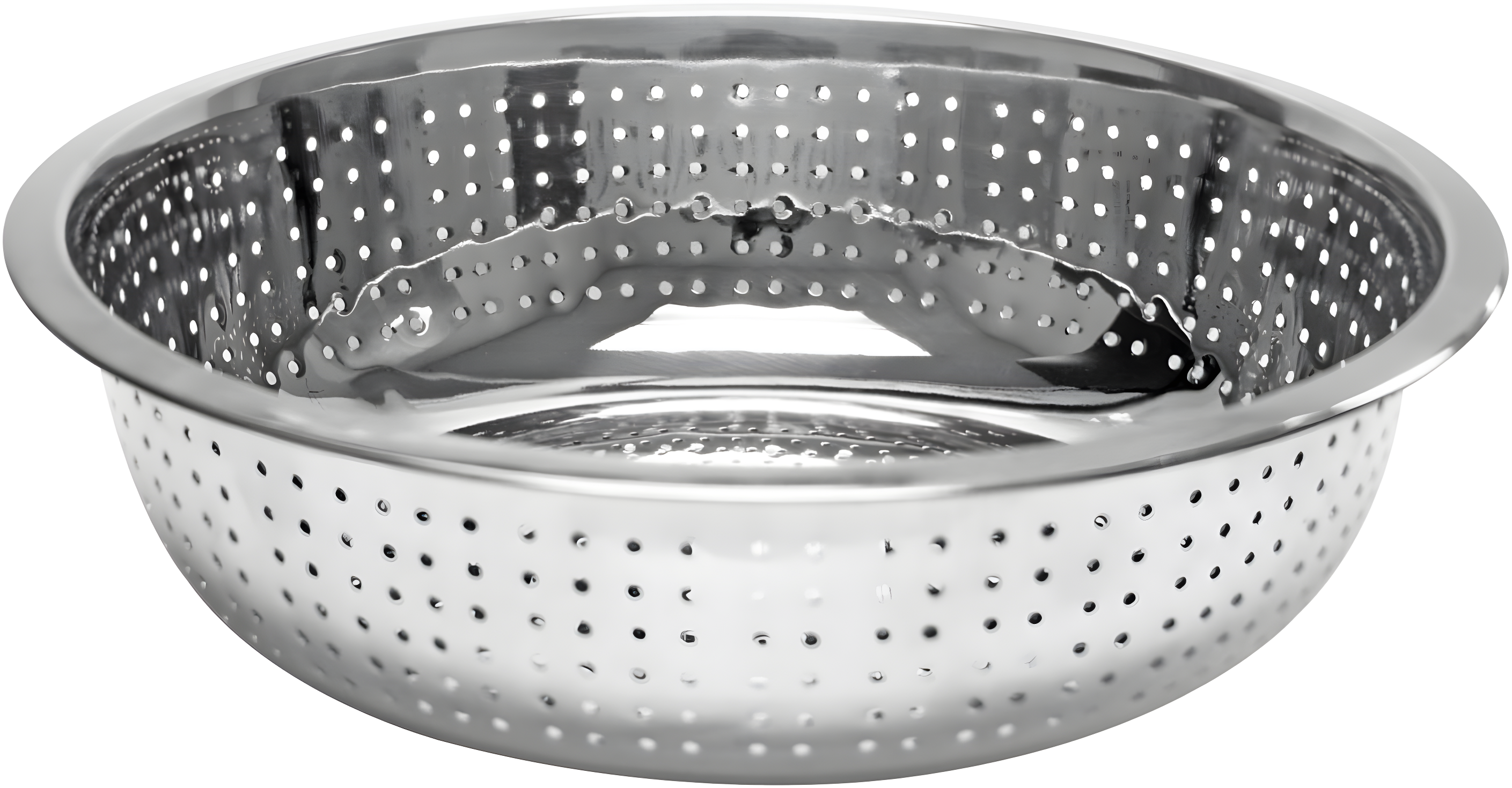 Excellante 11" stainless steel colanders with 2.0 millimeter holes, comes in each
