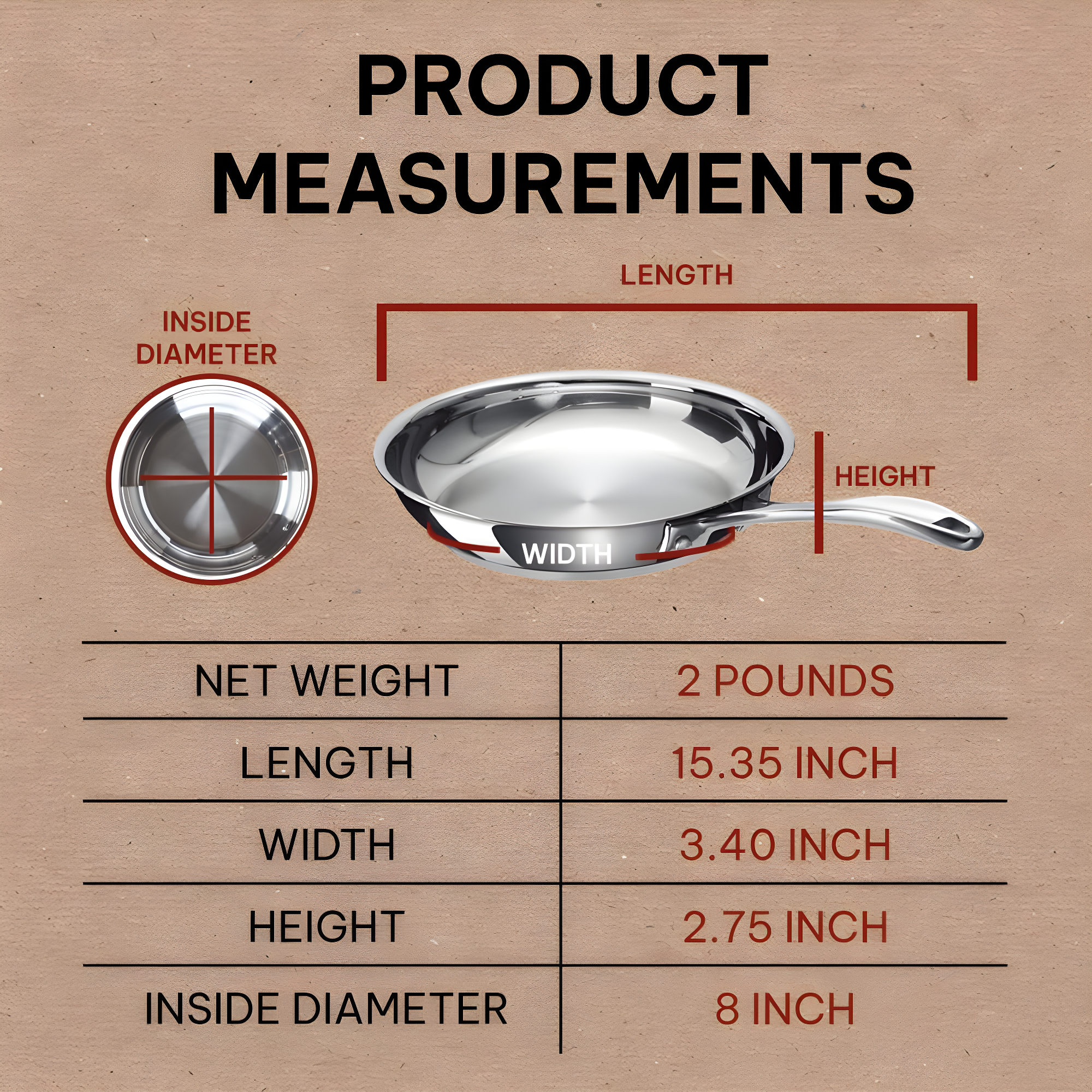 Alva Alva Chef Premium Stainless Steel Tri-Ply Frying Pan