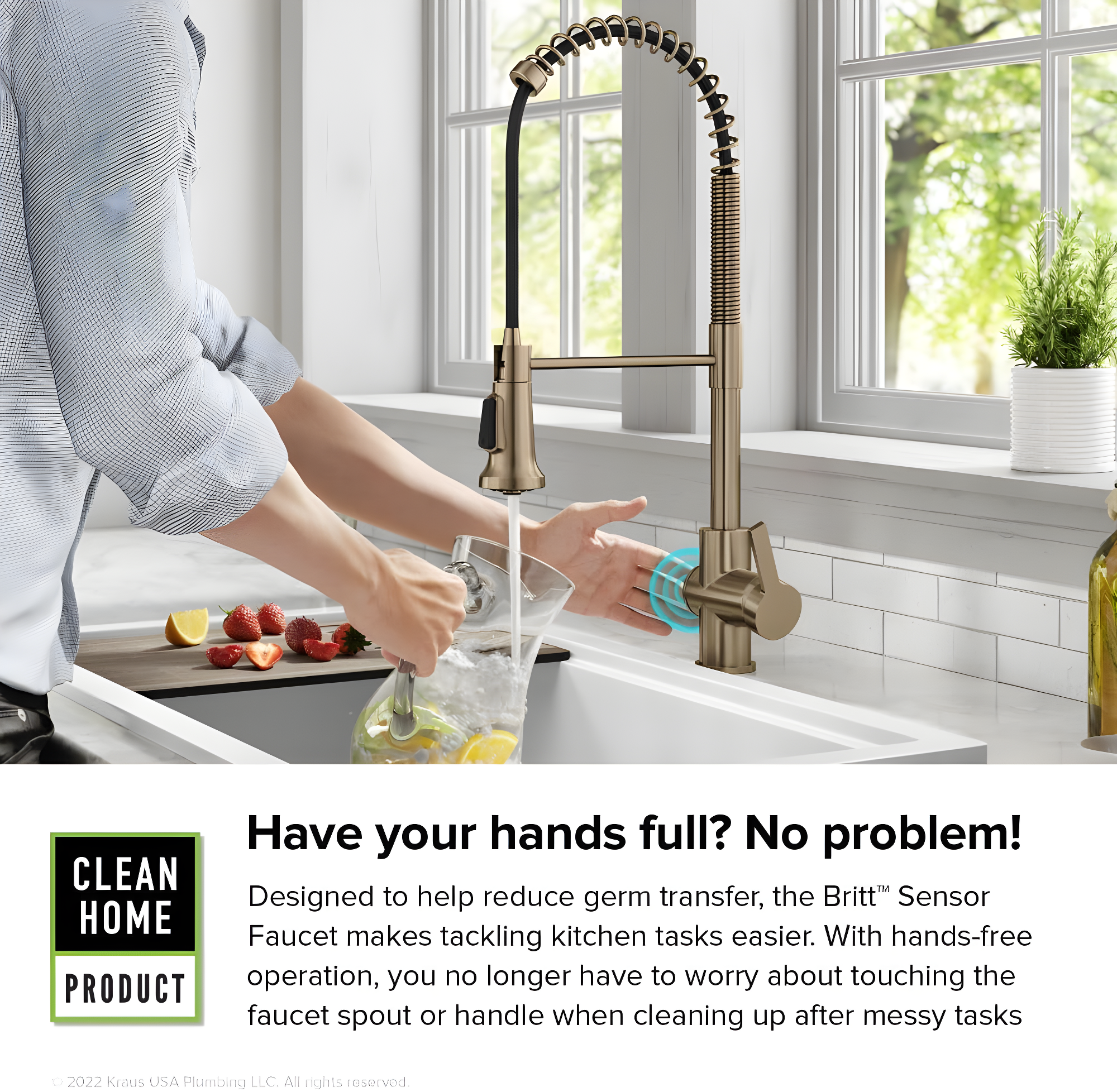 KRAUS Britt Touchless Sensor Commercial Single Handle Pull Down Kitchen Faucet
