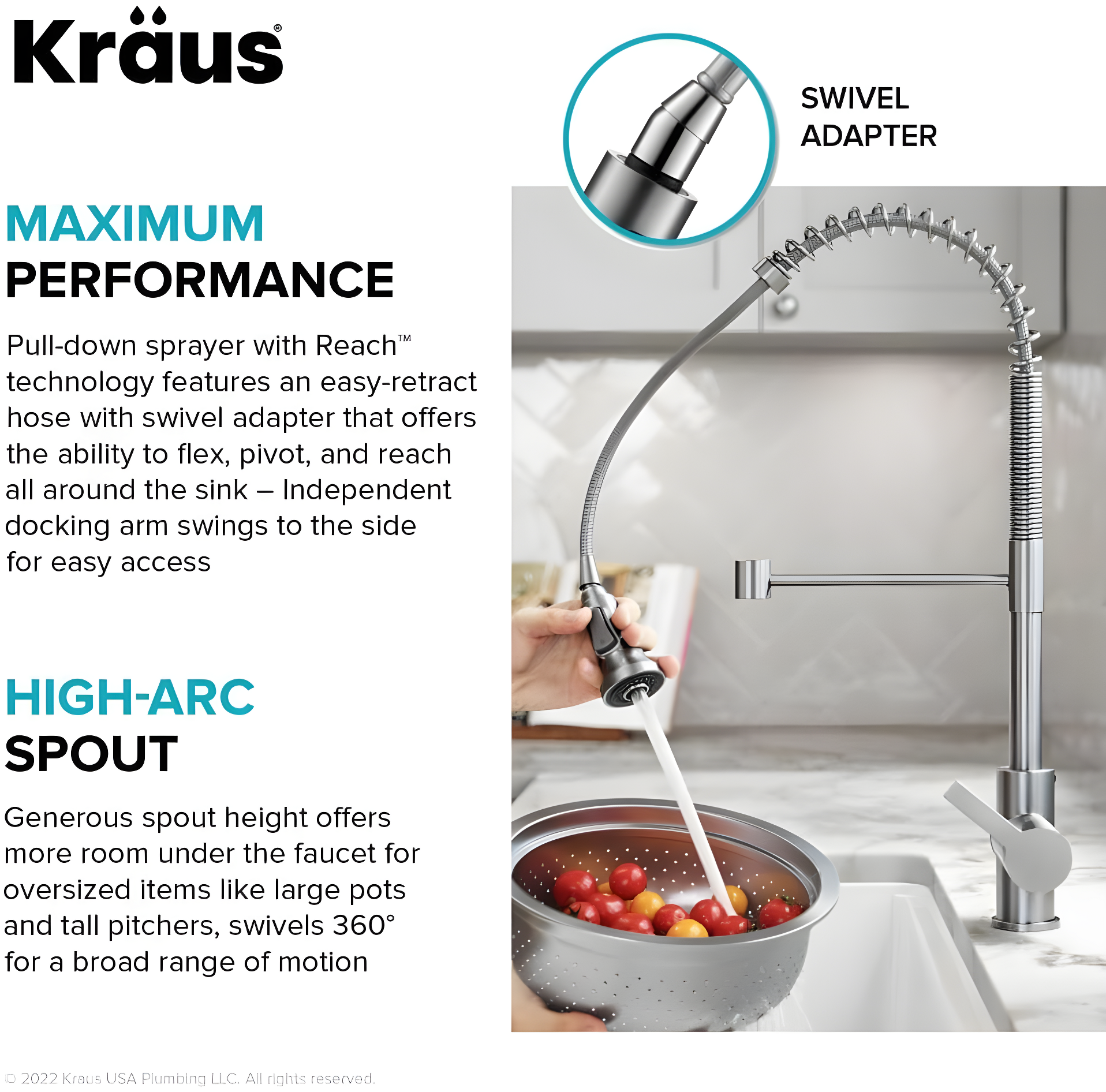 KRAUS Britt Touchless Sensor Commercial Single Handle Pull Down Kitchen Faucet