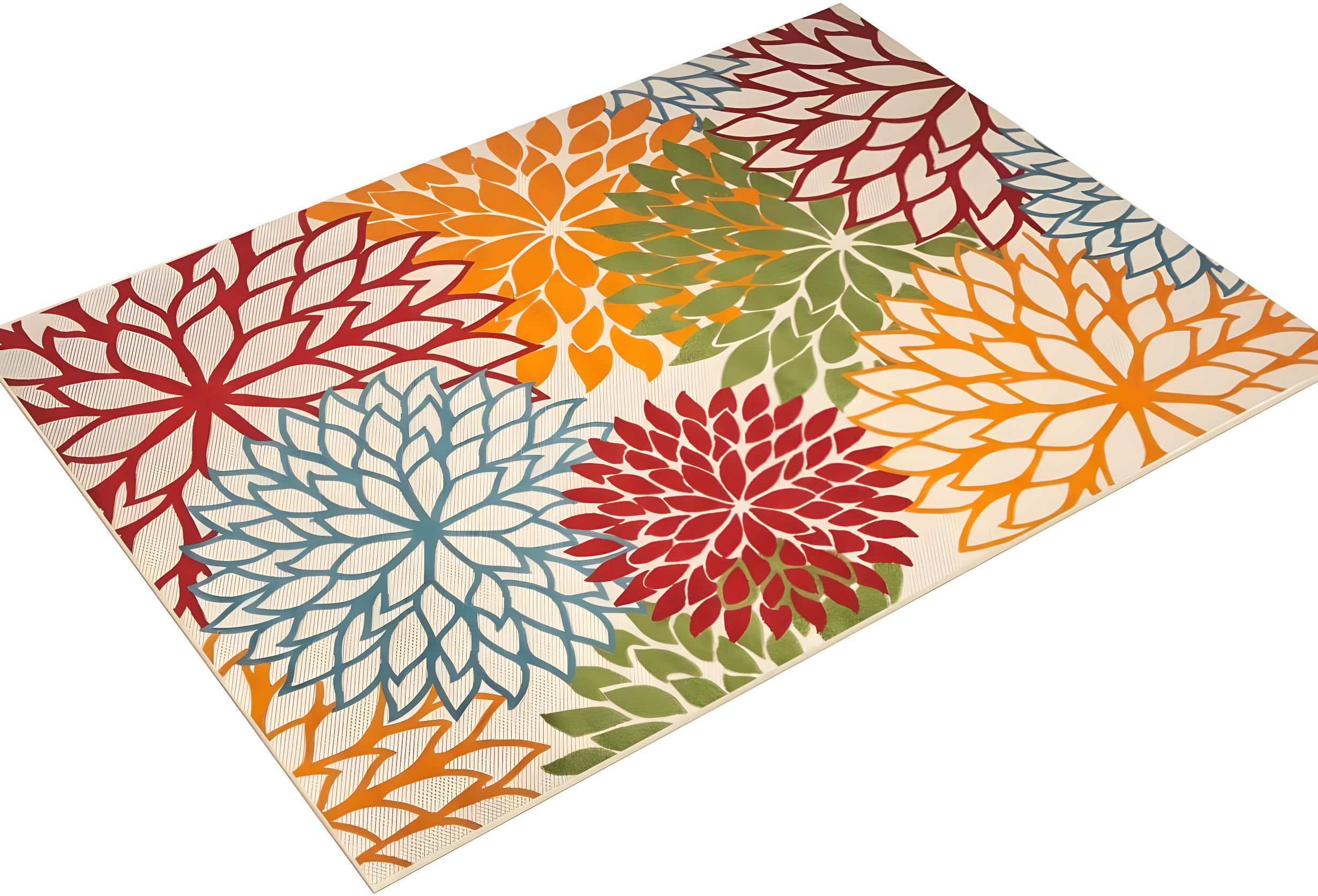 Nourison Aloha Floral Bloom Flatweave High-Low Indoor Outdoor Area Rug Green 7' x 10'