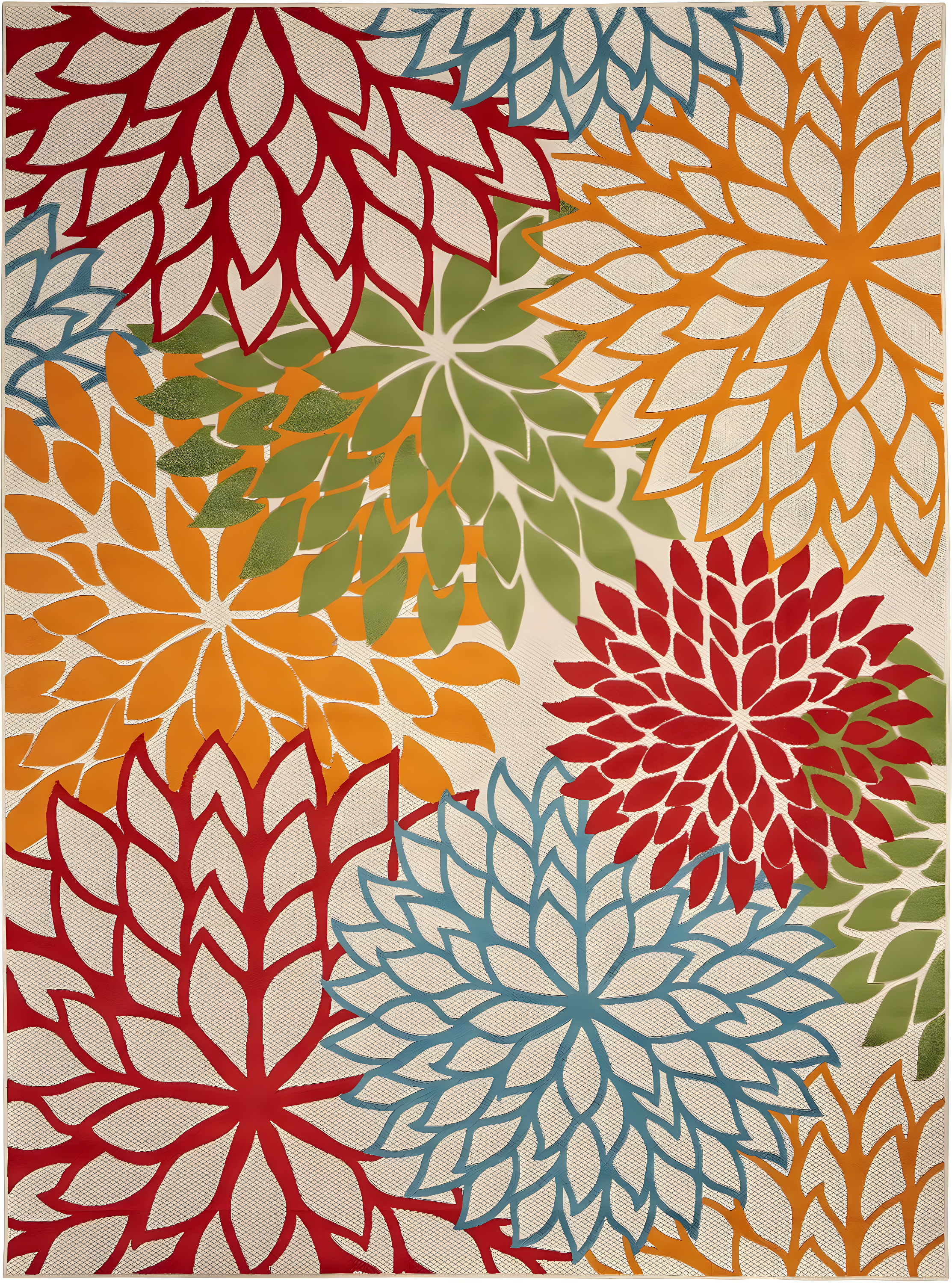 Nourison Aloha Floral Bloom Flatweave High-Low Indoor Outdoor Area Rug Green 7' x 10'