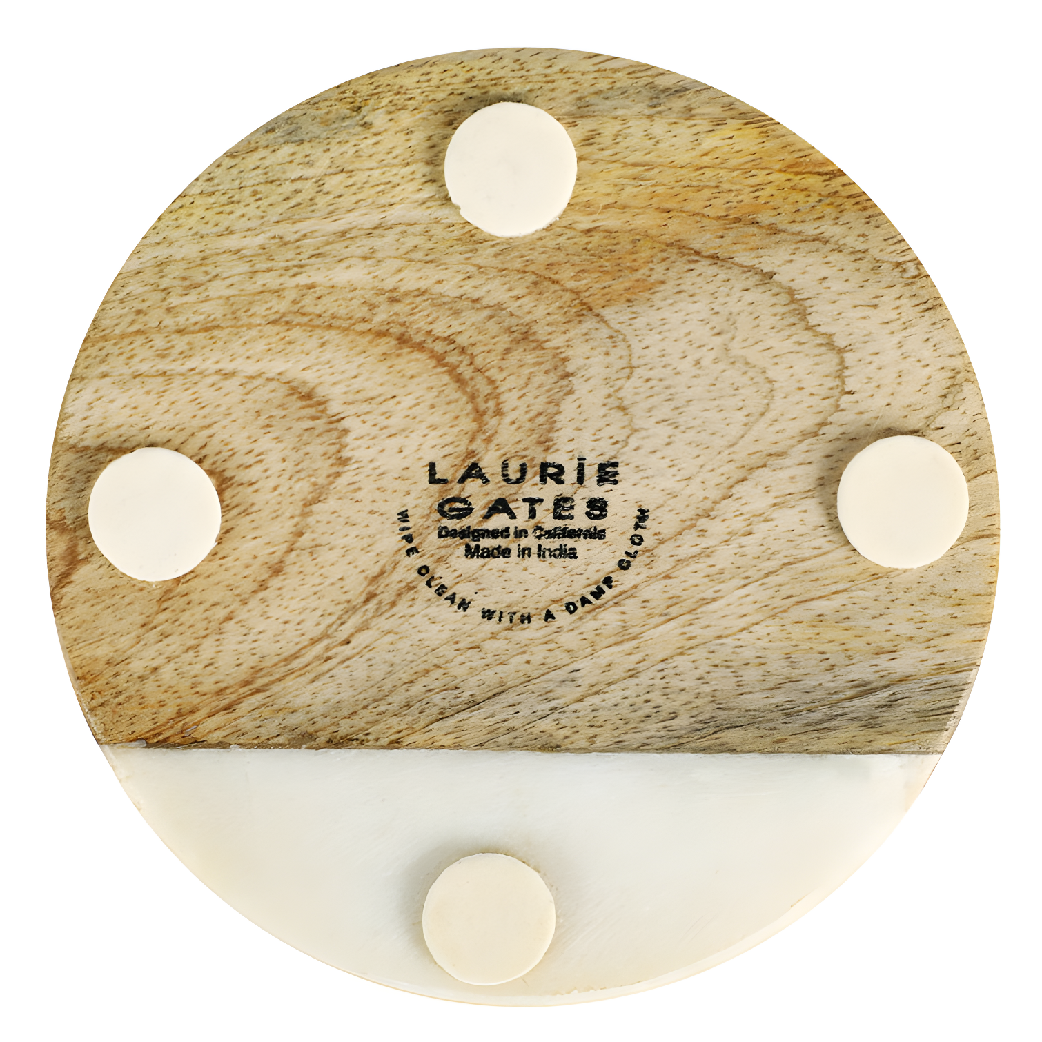 Laurie Gates Laurie Gates White Marble And Mango Wood Round 4 Piece Coaster Set (Set of 4)
