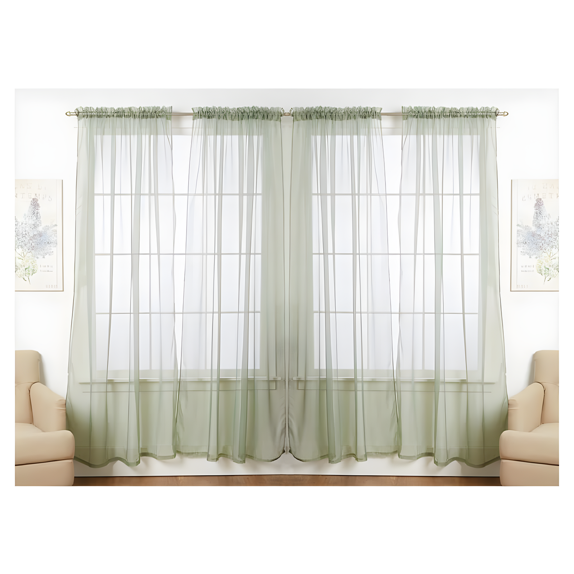 J&V TEXTILES 4-Pieces Sheer Solid Sheer Window Curtains 55x84 - Window Treatment Rod Pocket Voile Drape/Panel Sets for Patio Door
