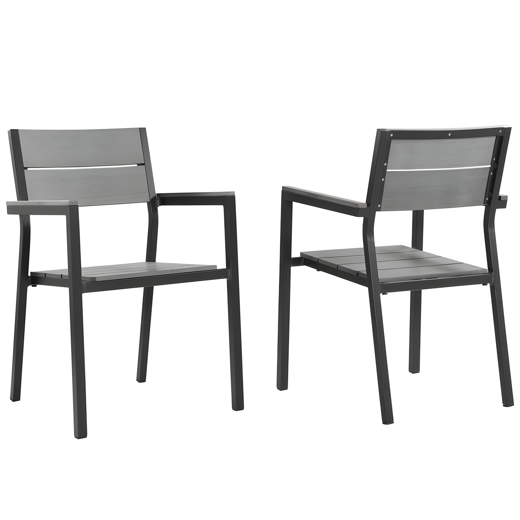 Modway Maine Aluminum Outdoor Patio Two Arm Chairs