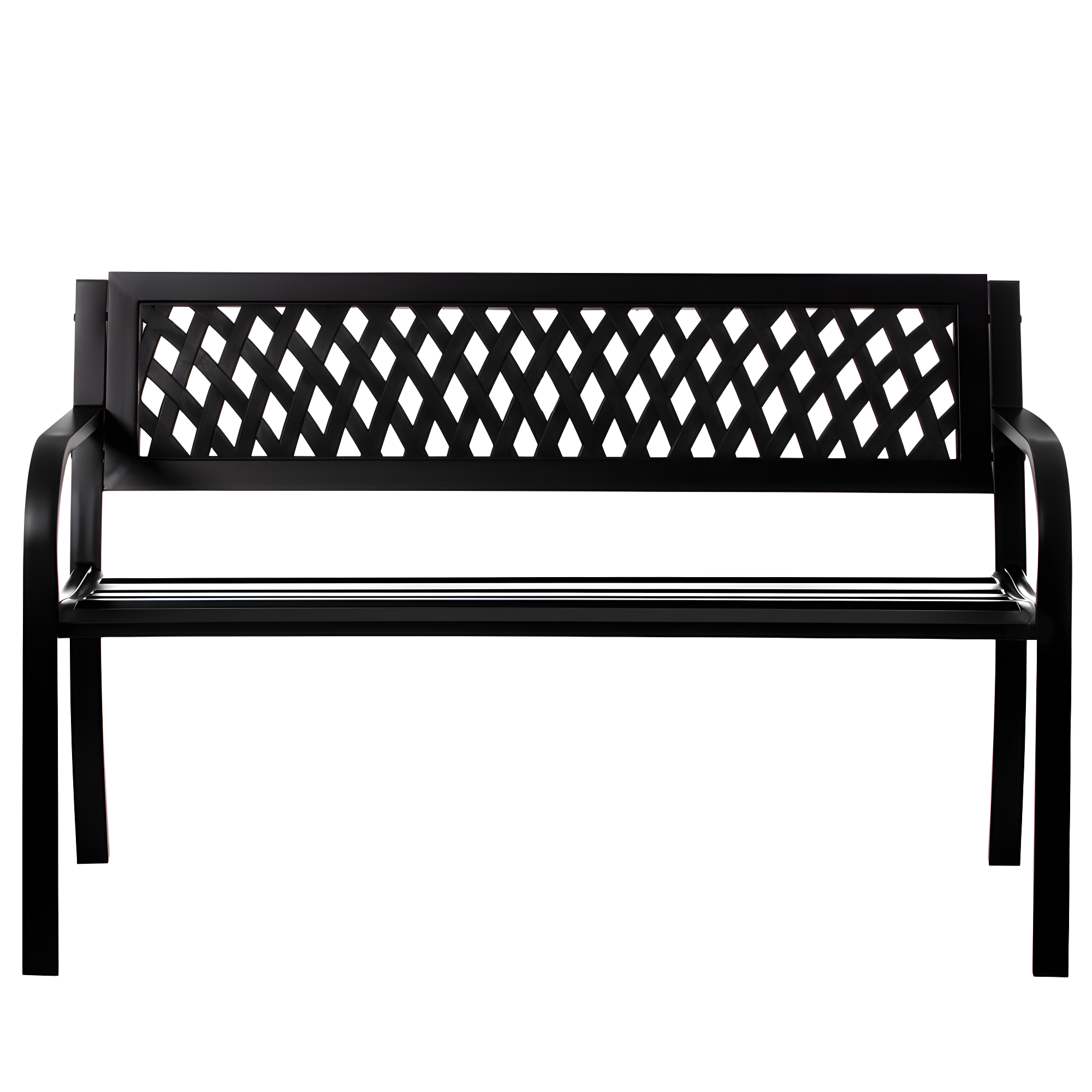 Gardenised Outdoor Steel 47 Park Bench for Yard, Patio, Garden and Deck, Black Weather Resistant Porch Bench, Park Seating