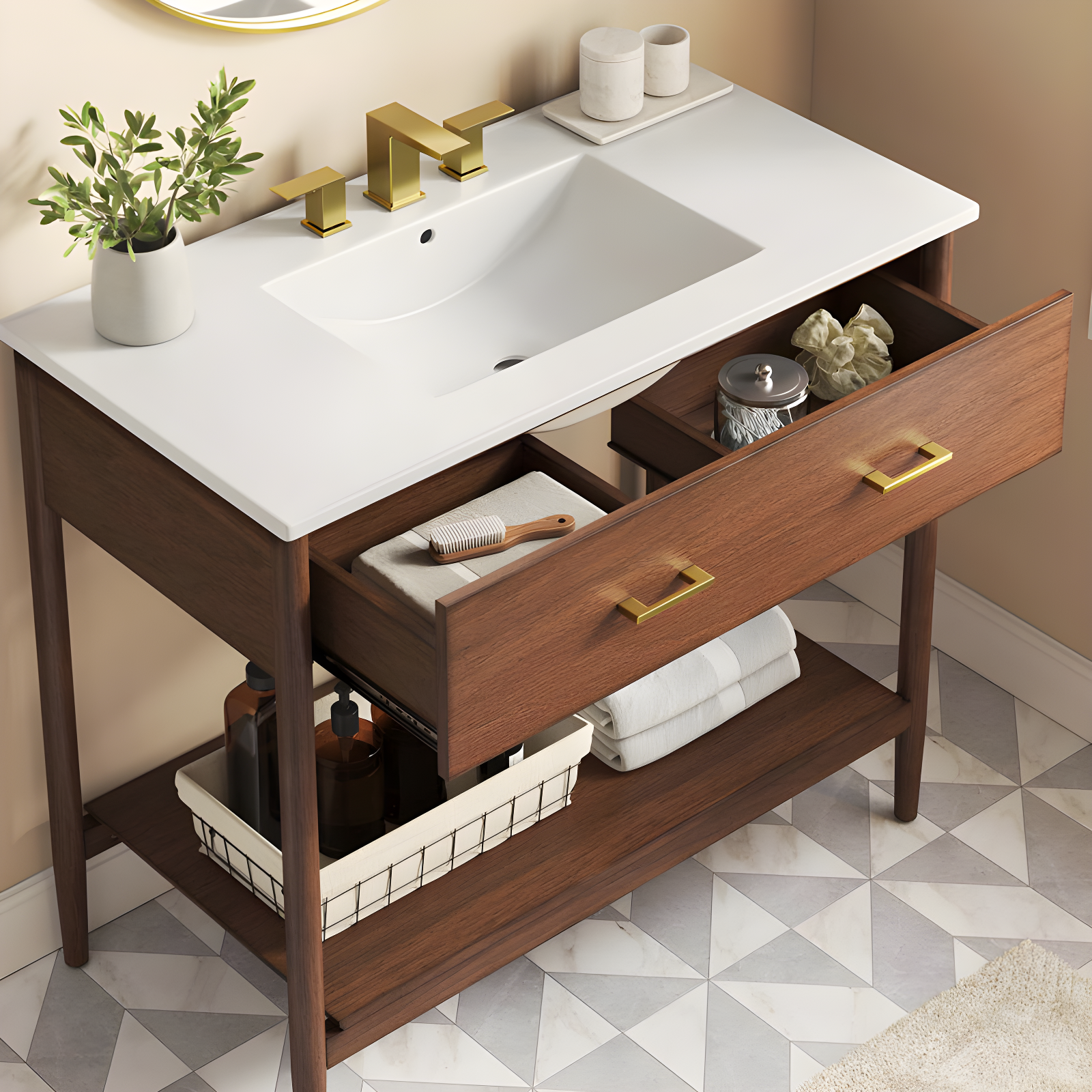 Modway Modway Zaire 36'' Single Bathroom Vanity with Ceramic Top