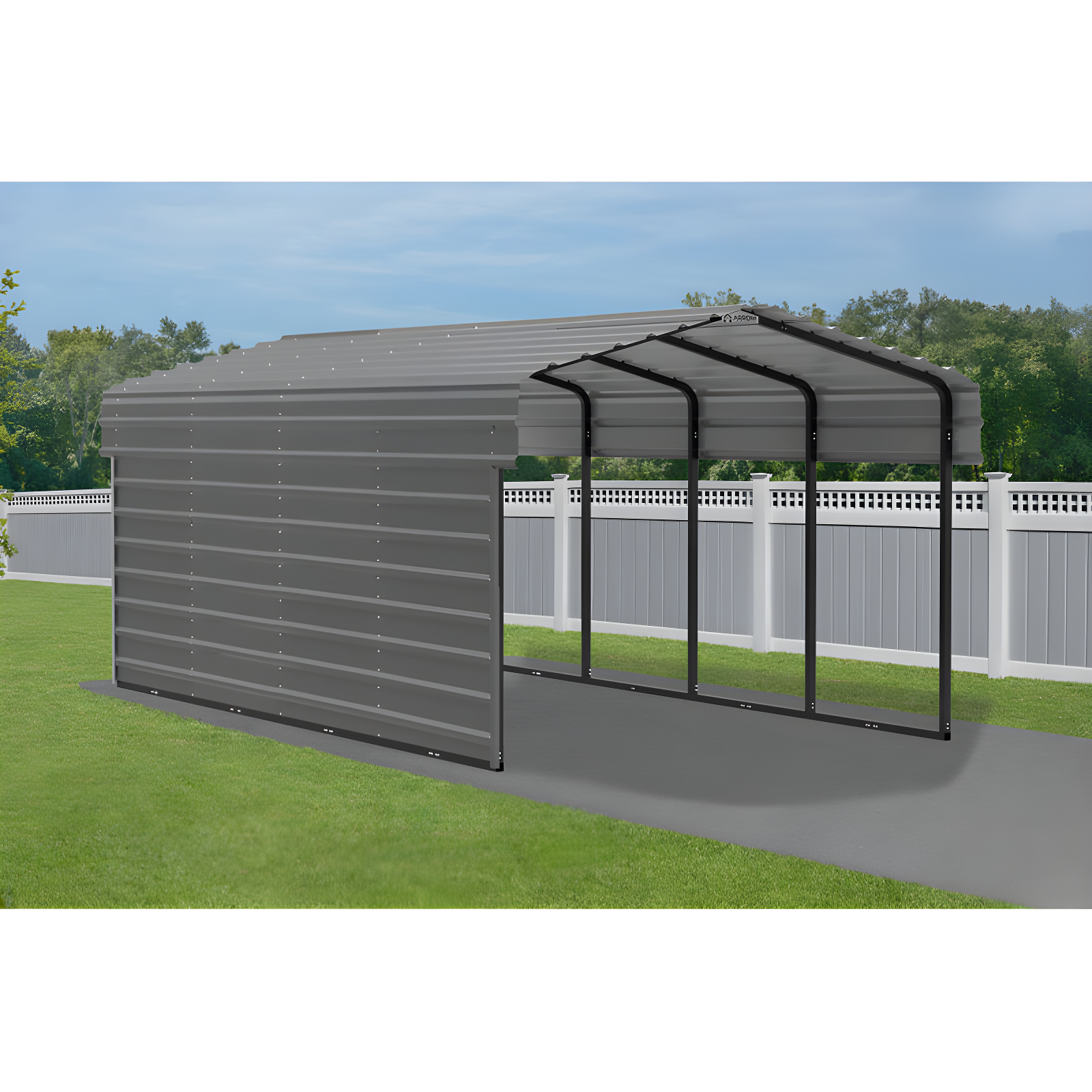 Arrow Arrow Steel Carport with 1 Side Wall Kit, 10X20X07