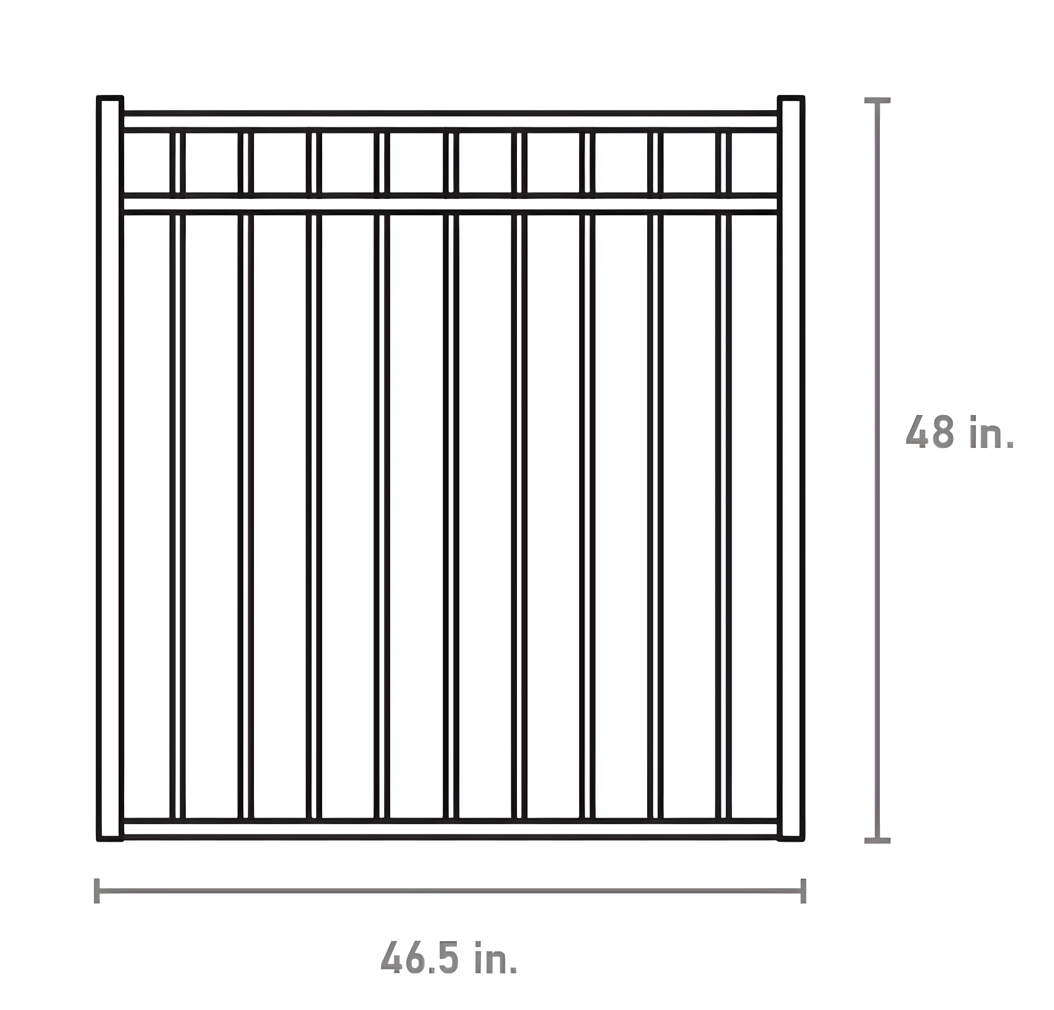 Fortress Building Products Athens 48'' H x 46.5'' W Gloss Black Metal Gate