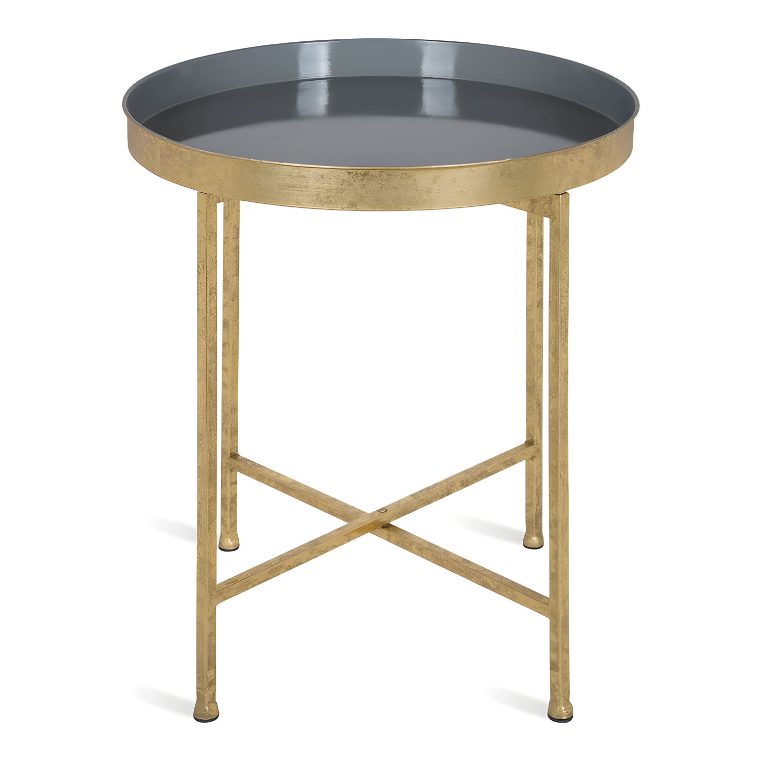 Kate and Laurel Celia Round Metal Side Table, 18.25x18.25x22, Gold and Gray