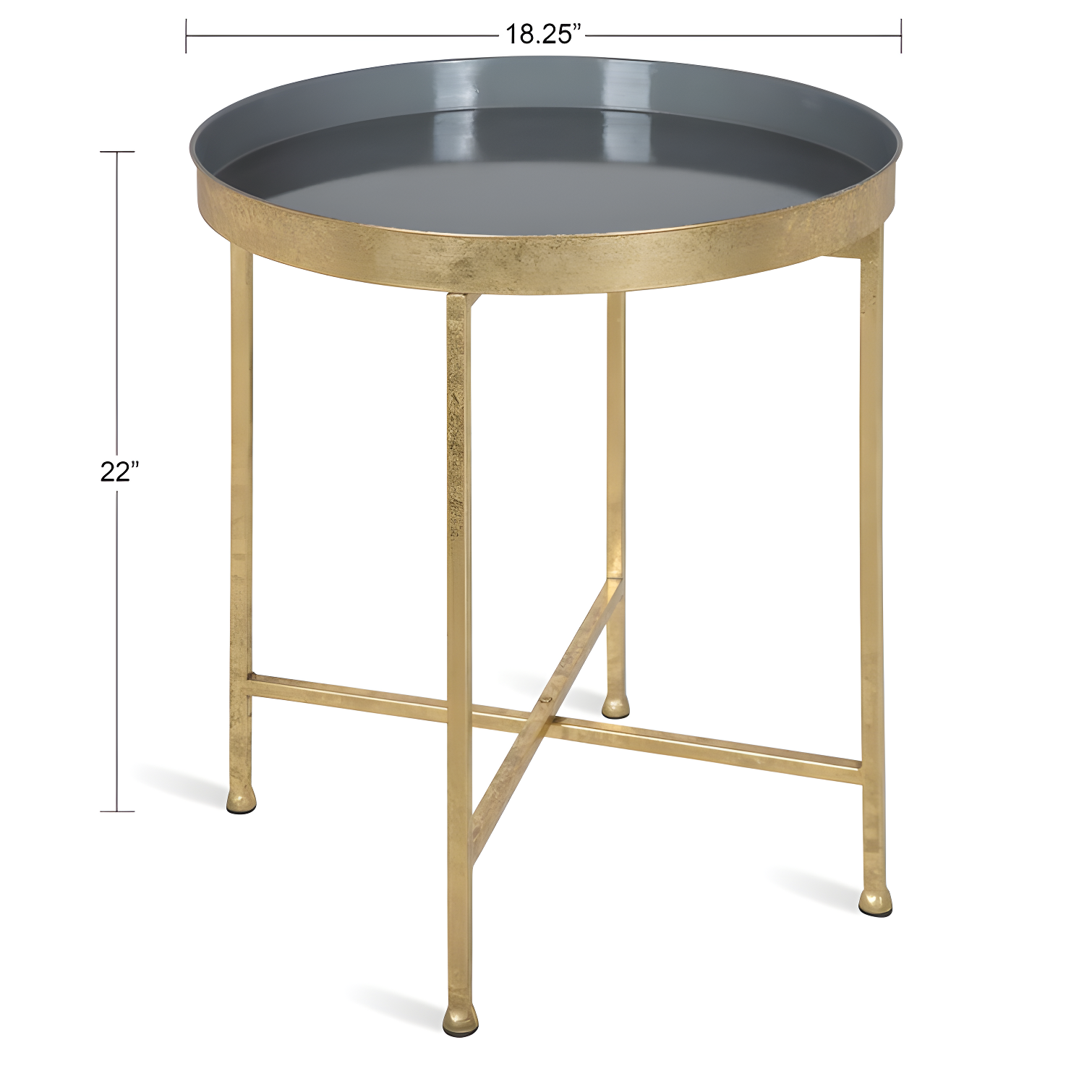 Kate and Laurel Celia Round Metal Side Table, 18.25x18.25x22, Gold and Gray
