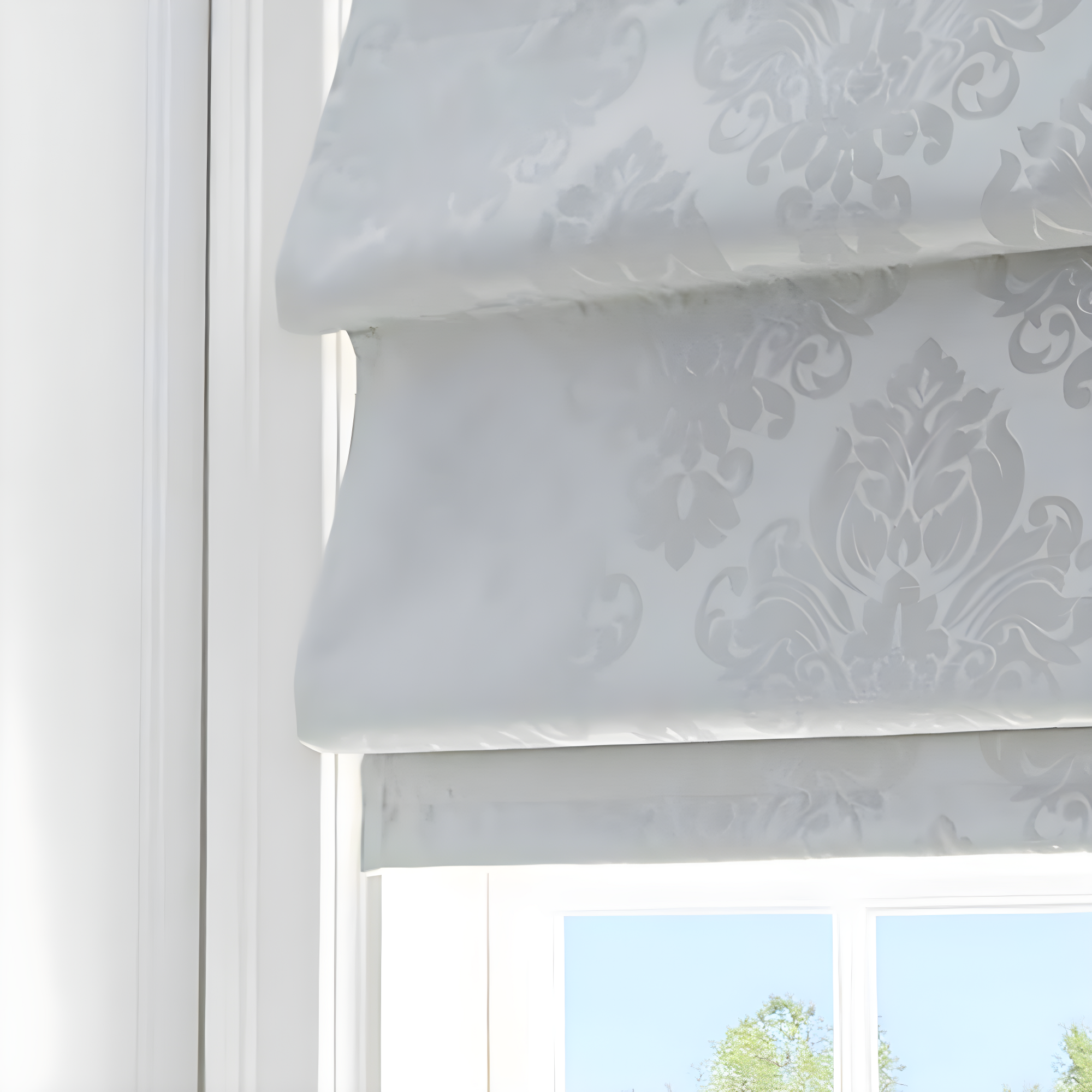 Curtainworks Damask Window Shade, 48" W x 64" L, Silver