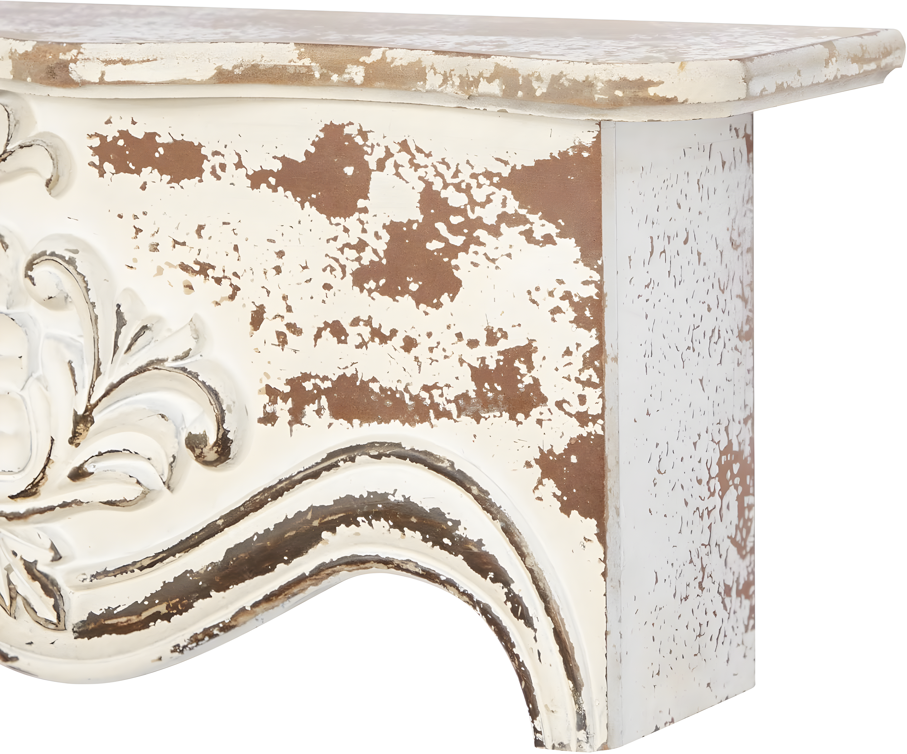 Kelly Clarkson Home Elicia White Wood Scroll Distressed 1 Shelf Room Wall Shelf